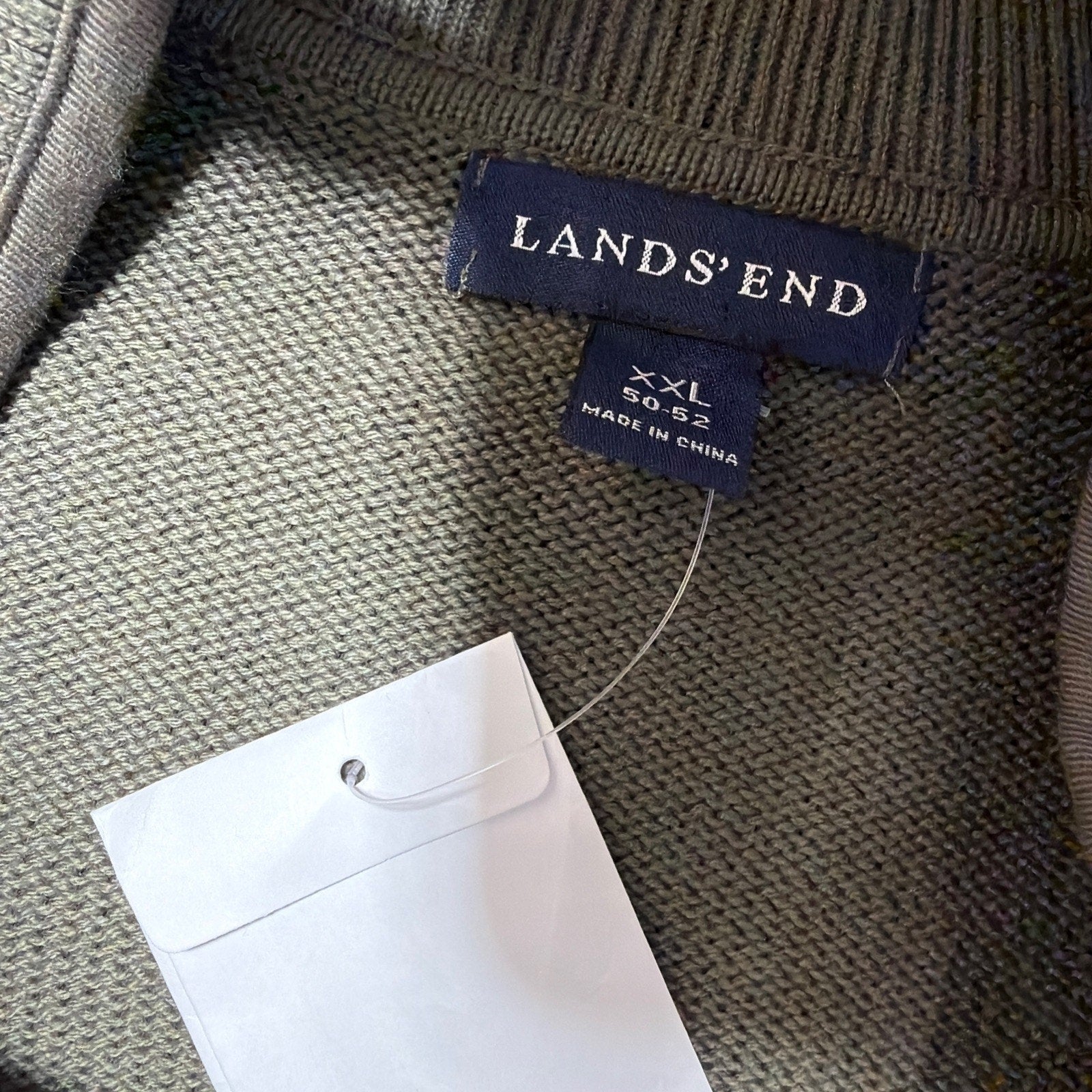 New Lands End Camp Pullover Sweater 100% Cotton Outdoors Men’s XXL 50-52 Green