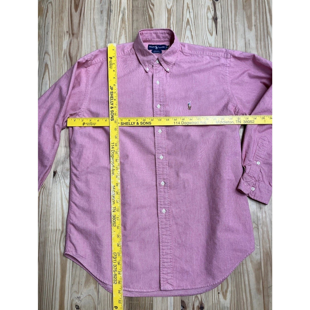 Ralph Lauren Blake Shirt Mens Size M Pink Flesh Pony Long Sleeve Buton Dwn