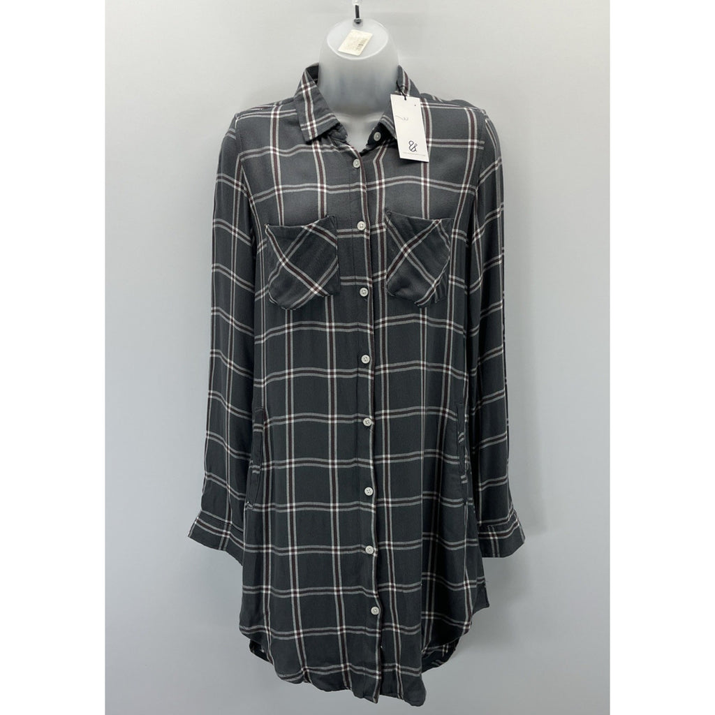 NWT Thread And Supply Button Up Shirt Dress With Pockets Size Extra Small