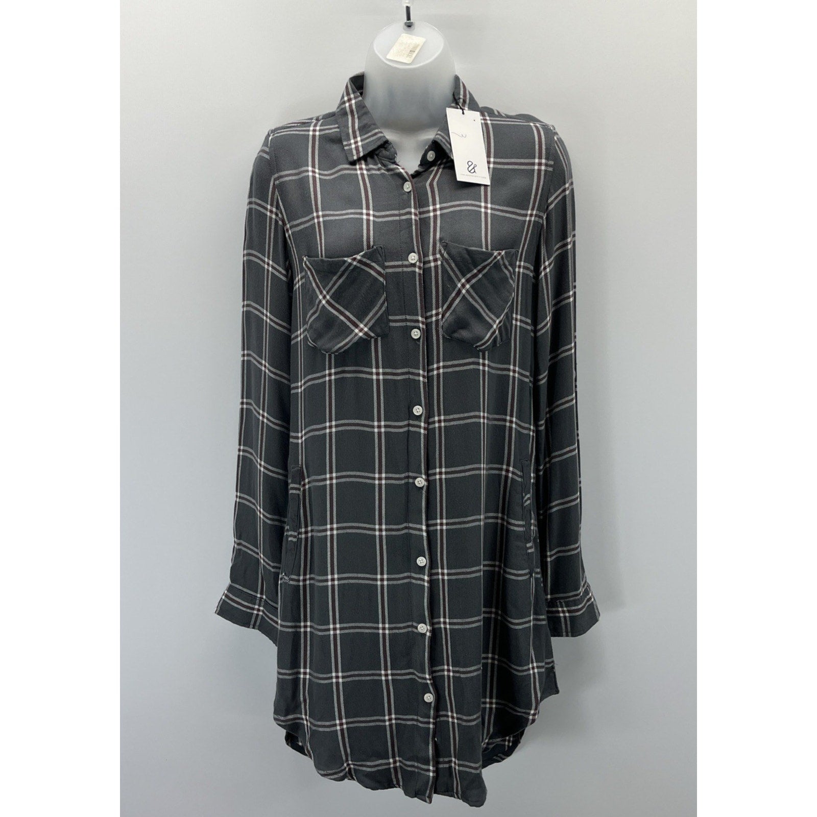 NWT Thread And Supply Button Up Shirt Dress With Pockets Size Extra Small