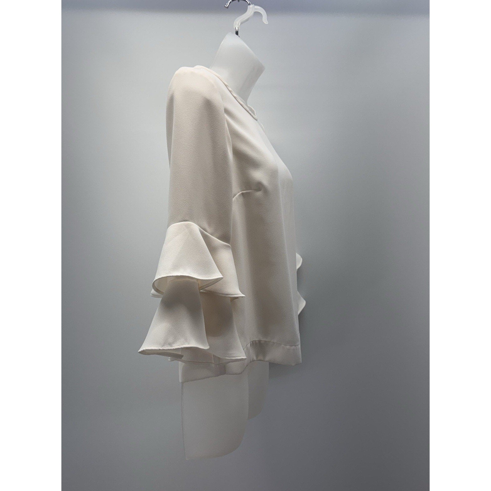 J. CREW Tiered Ivory Bell-Sleeve Top in Drapey Crepe Women’s Size 4P