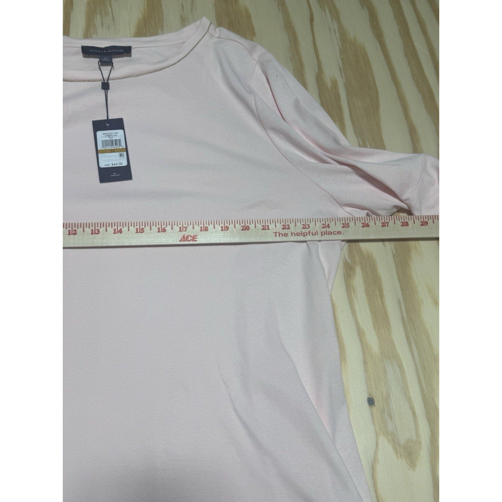 Tommy Hilfiger Women’s 1XL Pink Blouse Shirt with Ruffled Sleeves NEW