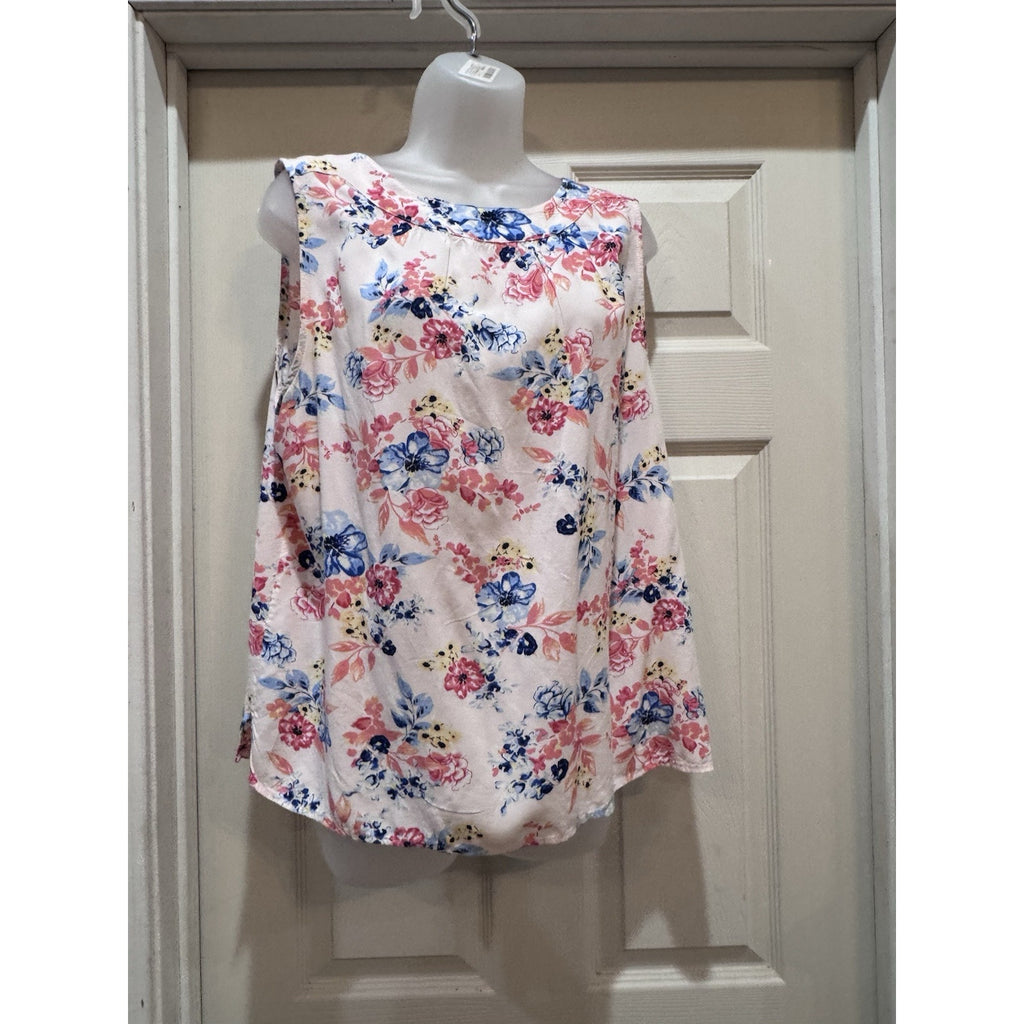 TALBOTS Light Pink Floral Tank Sleeveless Blouse Top Size Women’s Large