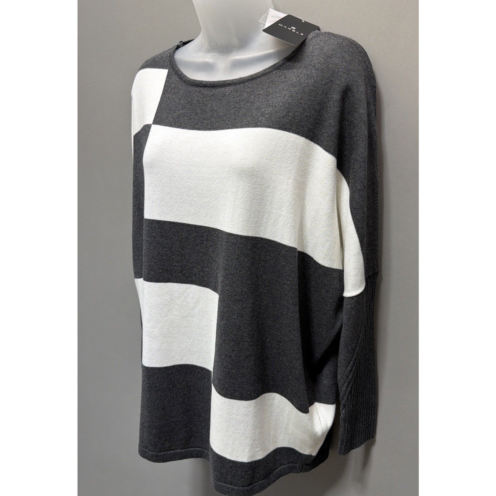 Marble Scotland Colorblock Luxury Cotton Knit Oversized Sweater Womens S NWT
