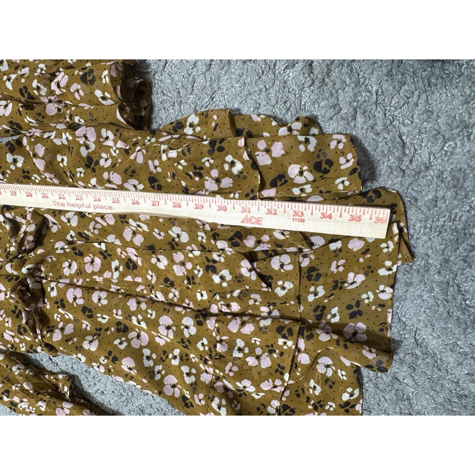 NWT Who What Wear Dress M Mustard Floral Ruffle Long Sleeve Tie Waist Boho Mini