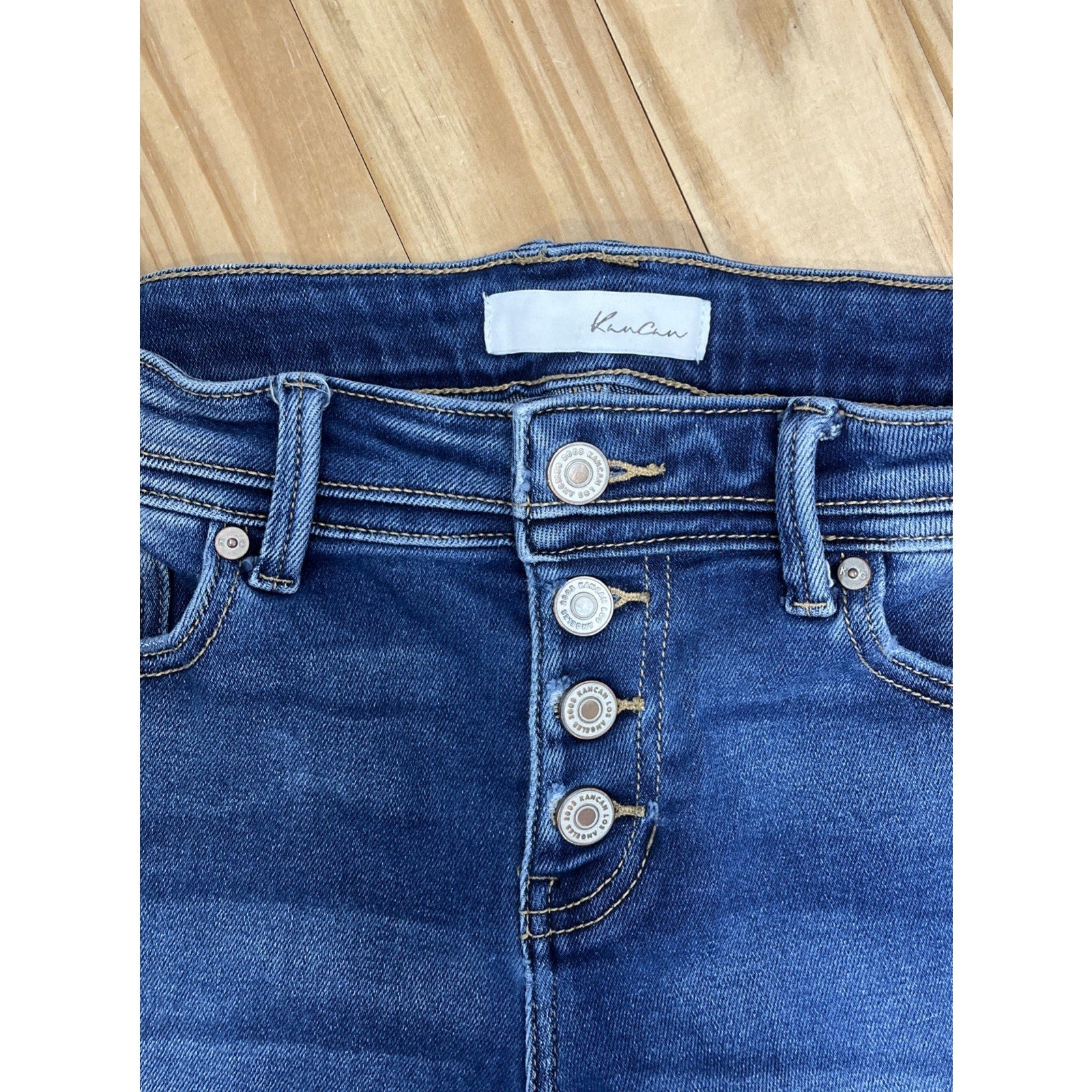 Kancan Skinny Distressed Button Fly Denim Jeans Womens 7/27