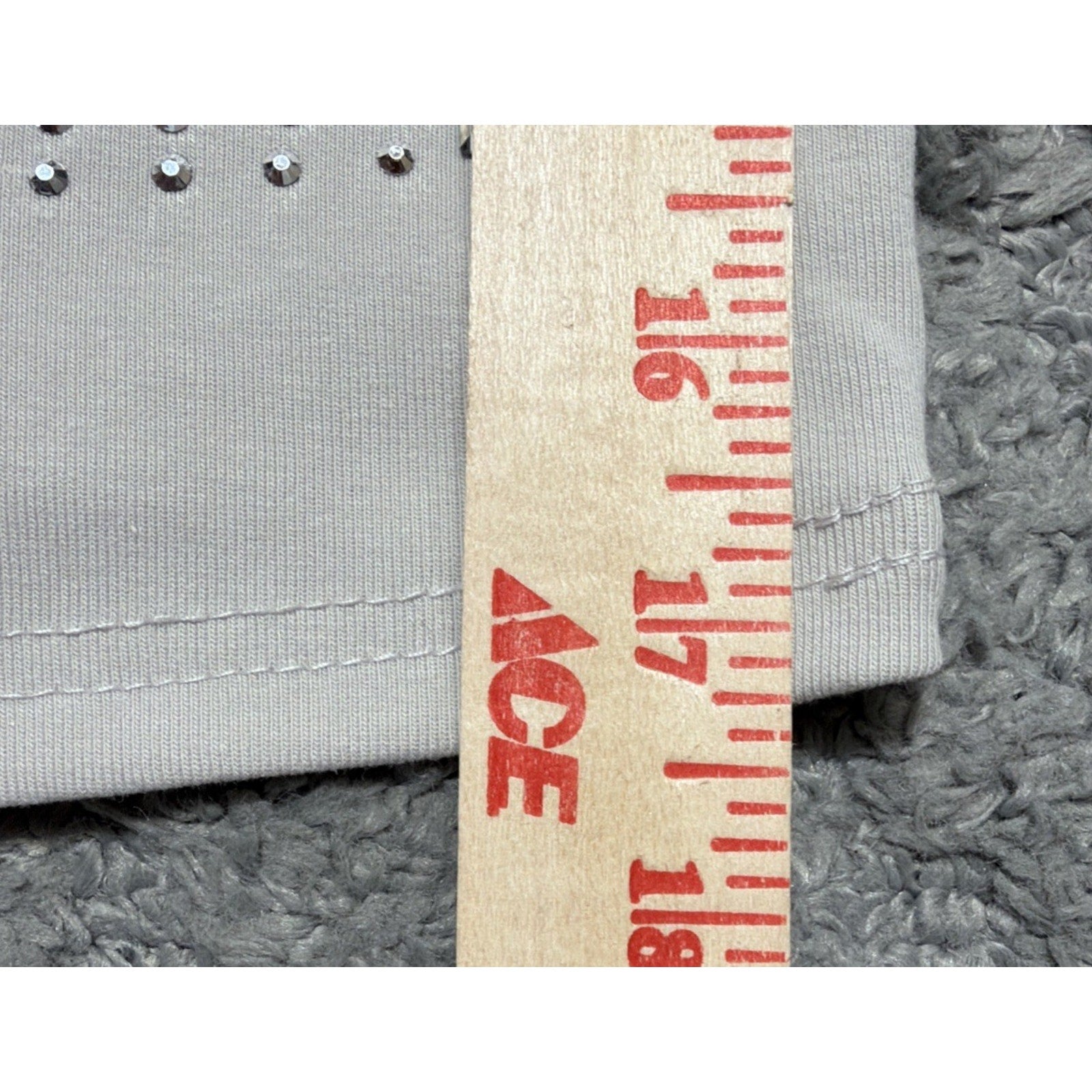 NWT LC Lizette Collection Gray Rhinestone Studded Crop Top Shirt Medium