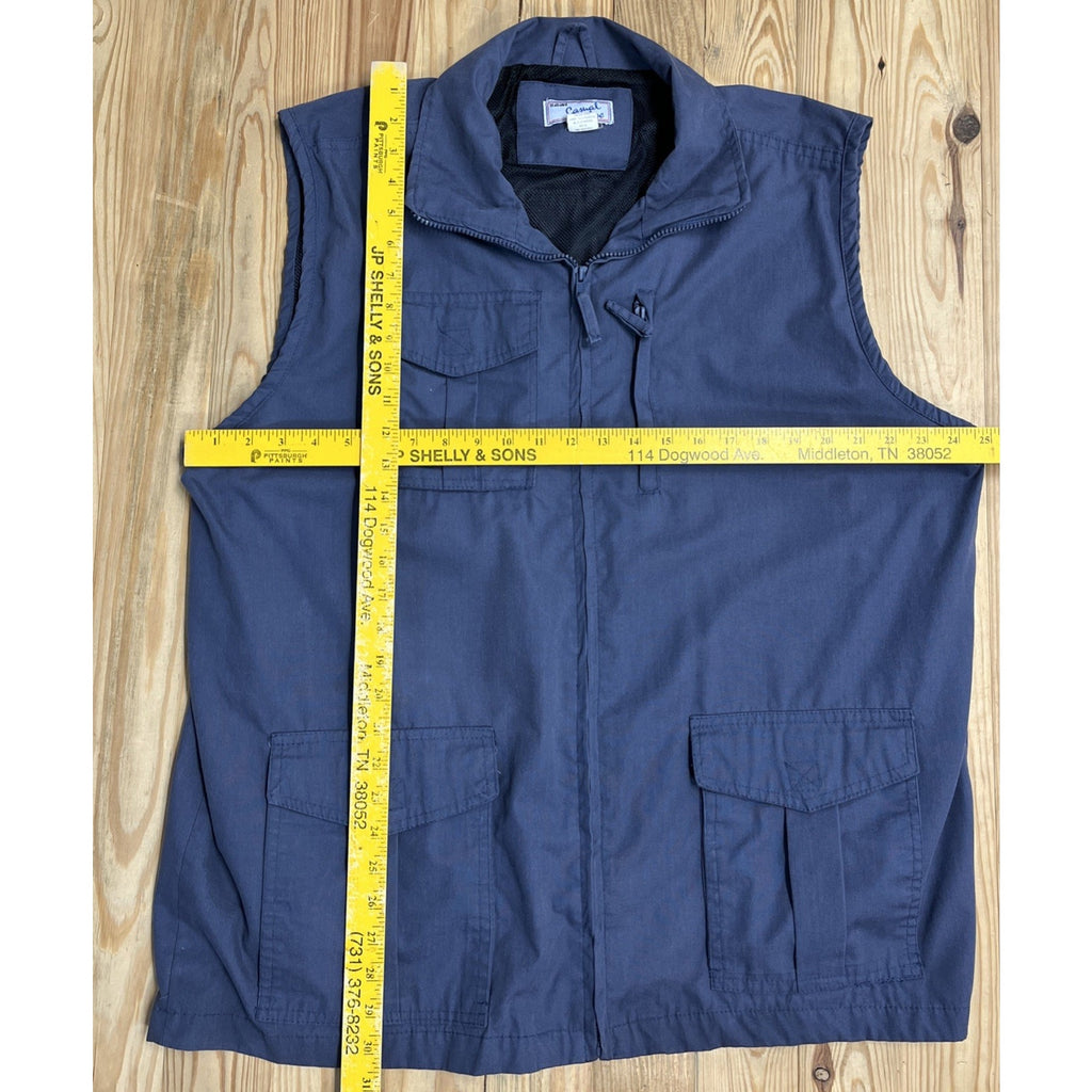 Haband Casual Joe Vest Slate Blue Hiking Hunting Fishing Size XL Full Zip y2k