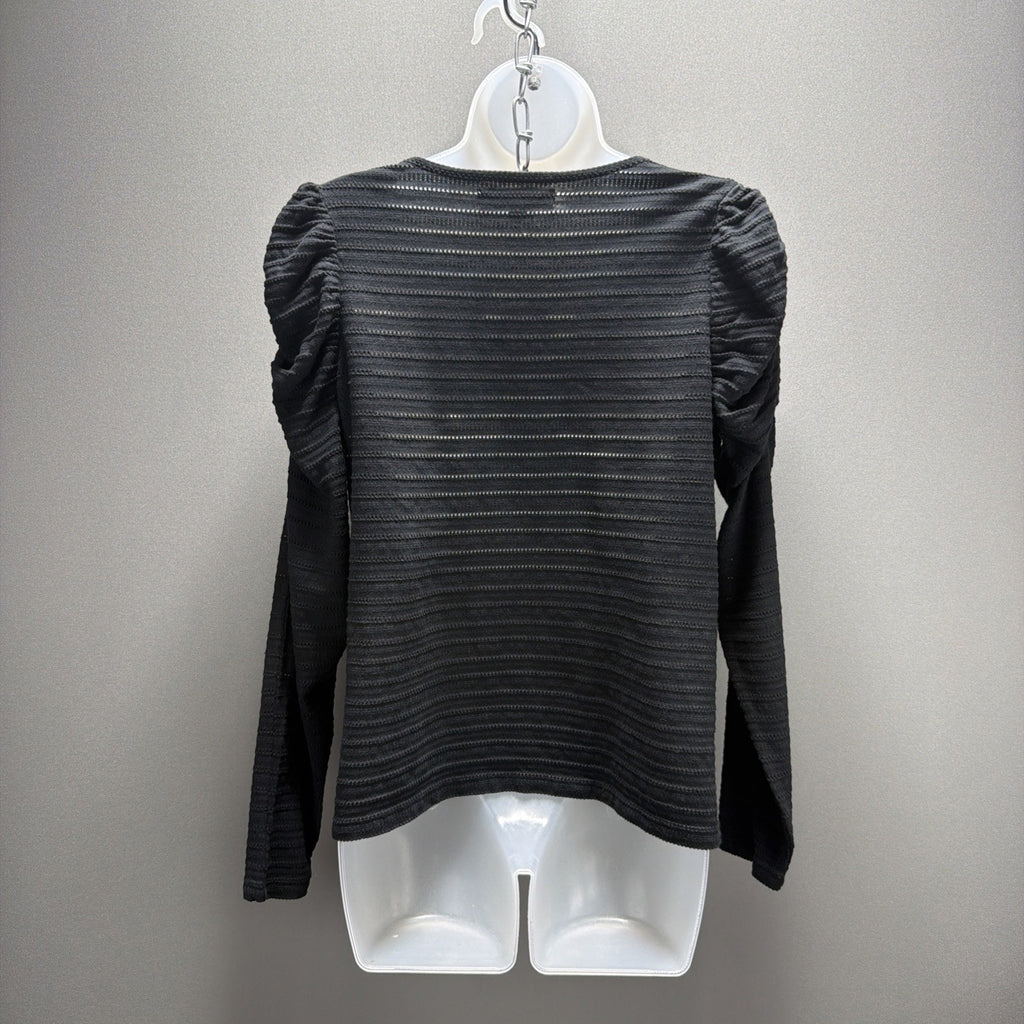 LOFT puff sleeve keyhole top blouse Black Size Small