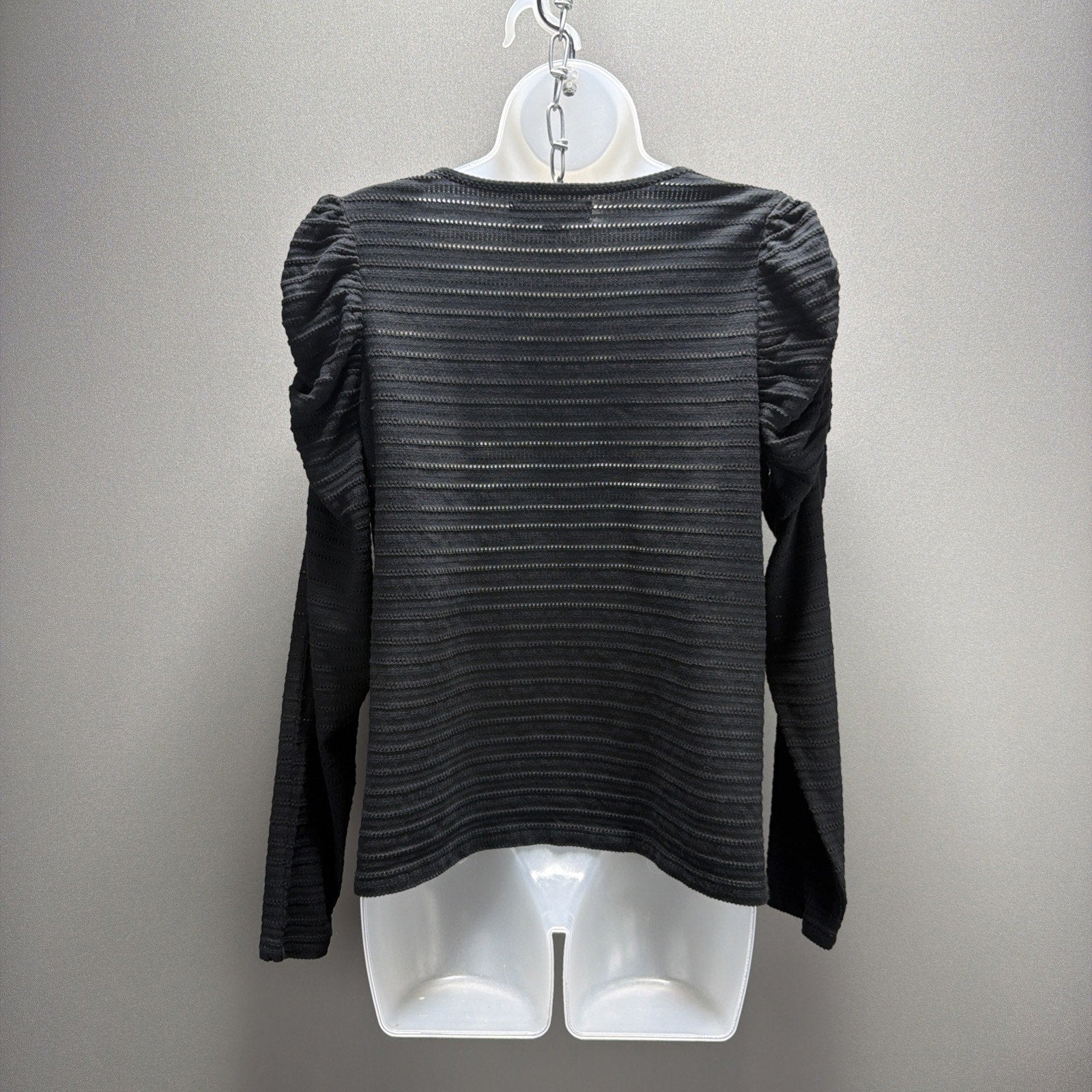LOFT puff sleeve keyhole top blouse Black Size Small