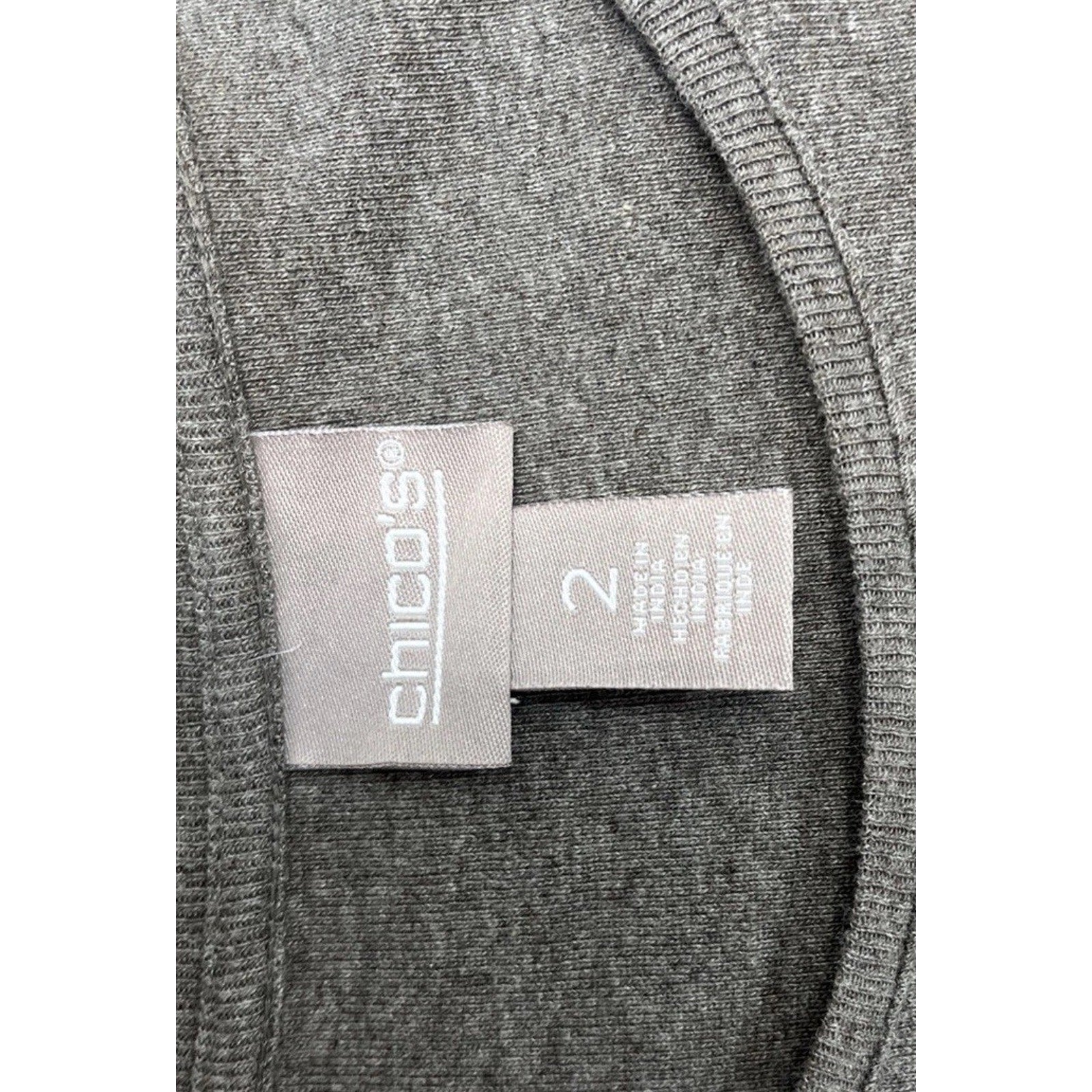 Chicos Womens Sweater 2 L Grey Long Sleeve Boat Neck