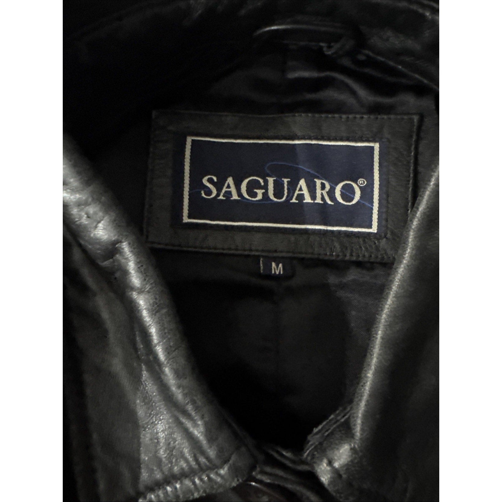 SAGUARO Black GENUINE LEATHER Jacket Women's Size M Reg Lined Coat Buttons