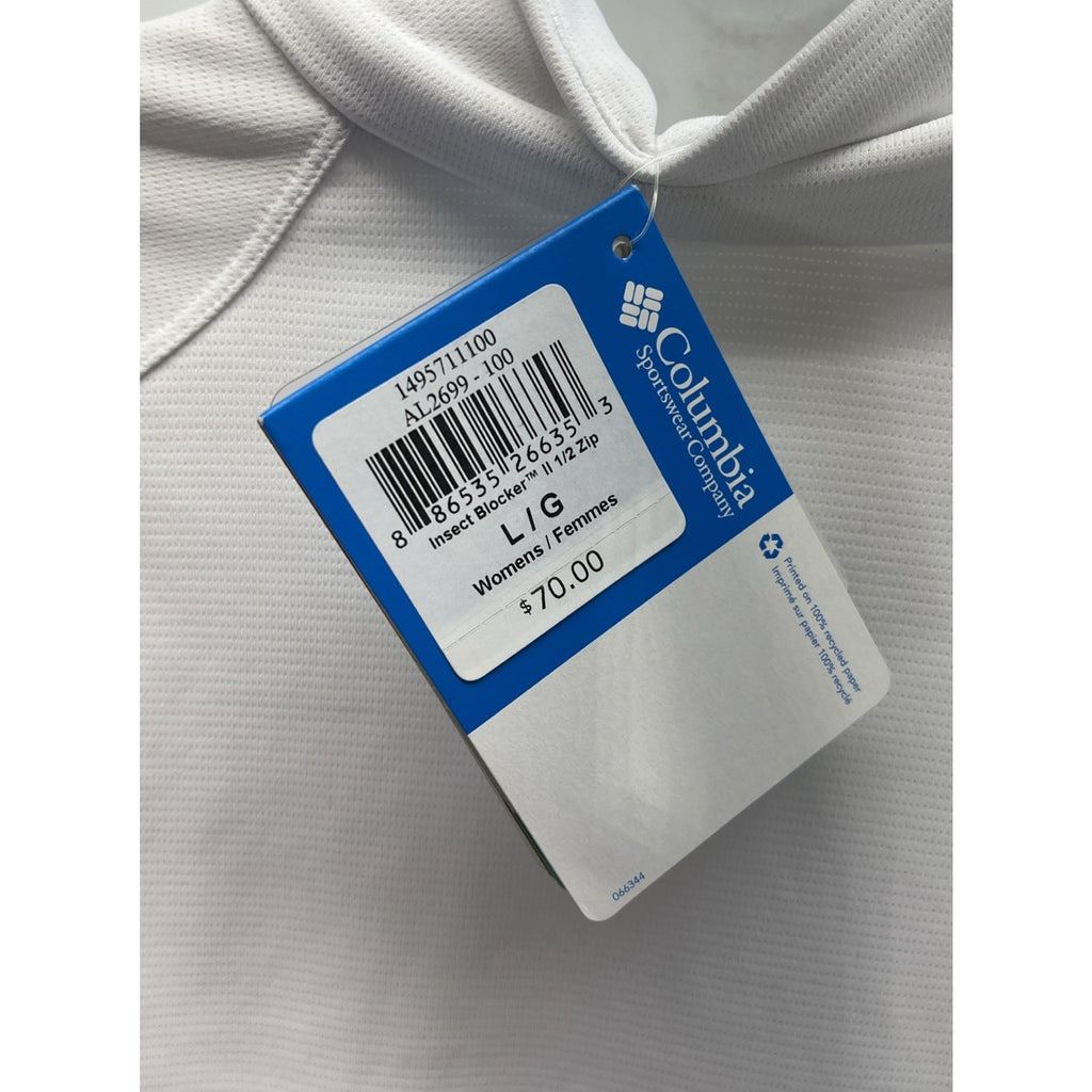 NWT Columbia Sportswear Lightweight Jacket Insect Blocker 1/2 Zip Size L White