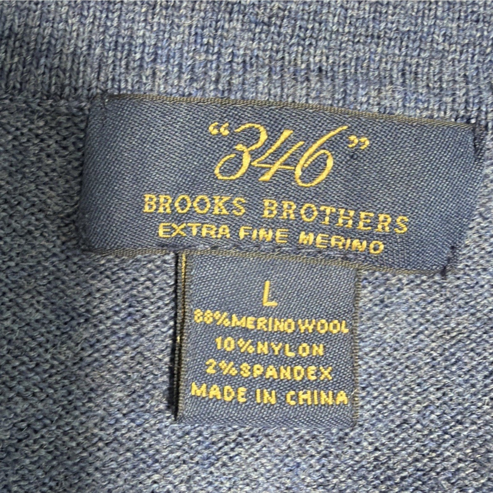 Brooks Brothers Sweater Men's L Blue Merino Wool V-Neck Stretch Preppy Casual