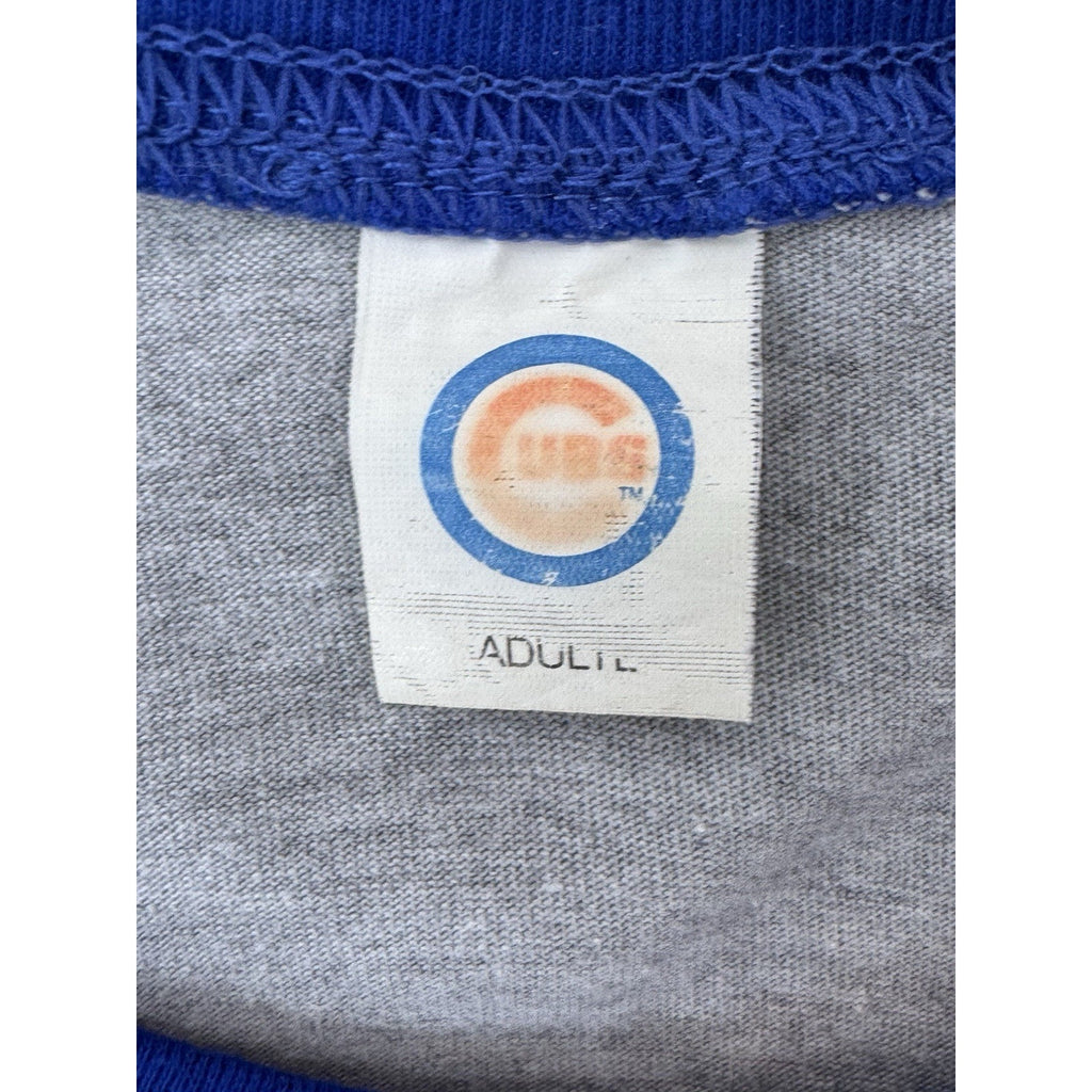 Chicago Cubs Raglan Shirt Athletic Cut Slim Gray Blue Budweiser Men’s Size Large