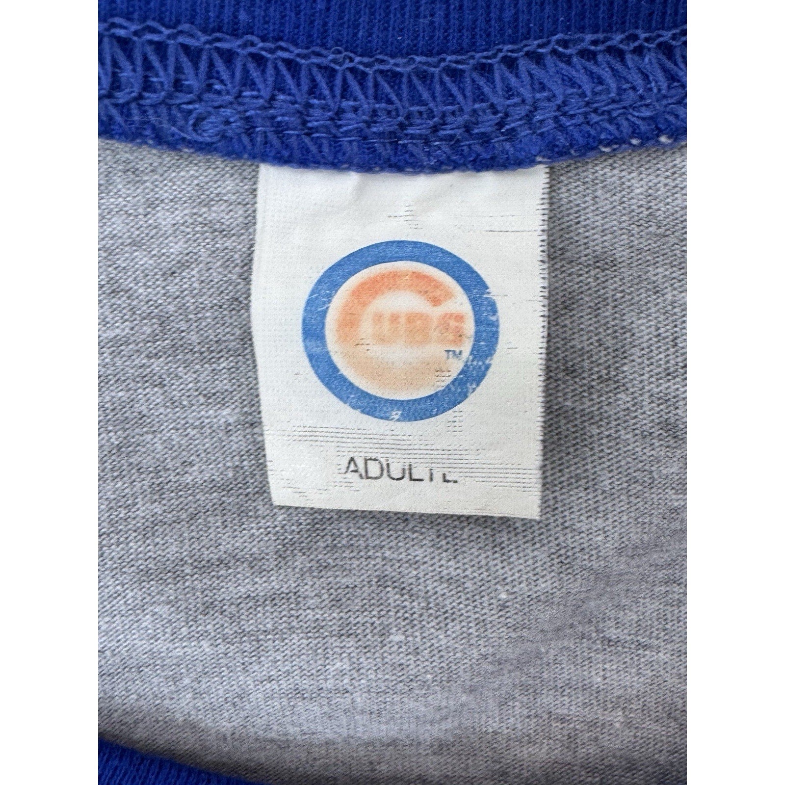 Chicago Cubs Raglan Shirt Athletic Cut Slim Gray Blue Budweiser Men’s Size Large