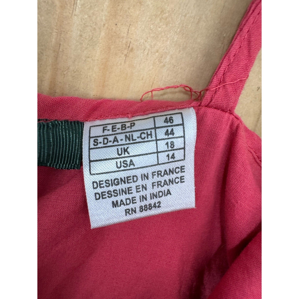 La Redoute Eyelet Pink Tank Blouse FR 46/US 14 Strappy Drawstring