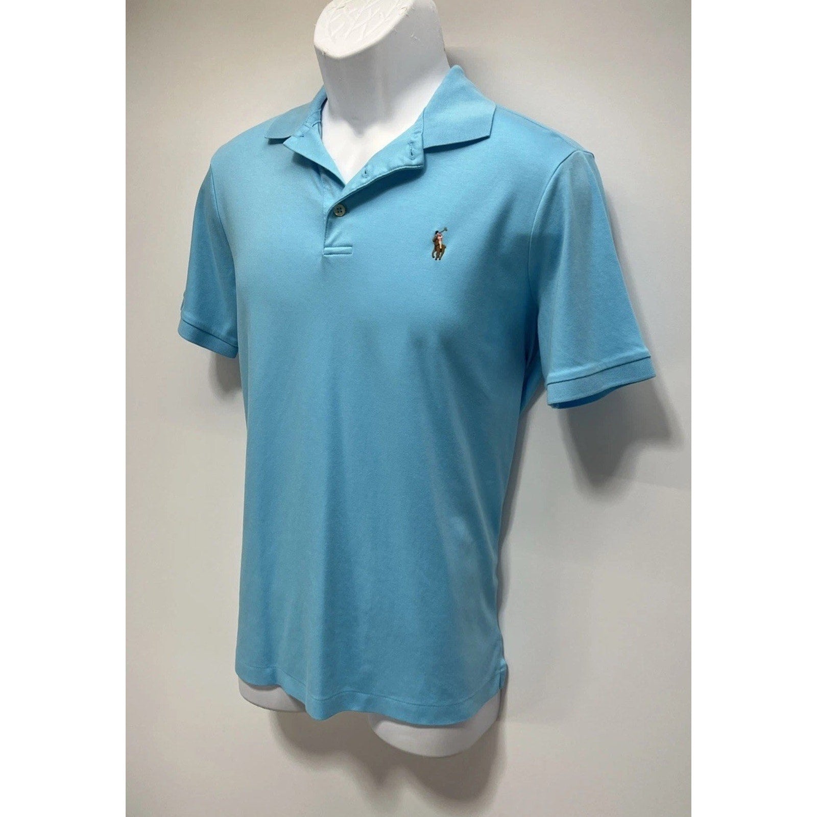 Polo Ralph Lauren Classic Soft Touch Polo Shirt Flesh Pony Size Small Blue