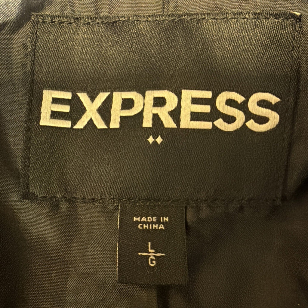 Express Coat Womens Large Blue Boucle Wool Blend Belted Double Breasted Peacoat