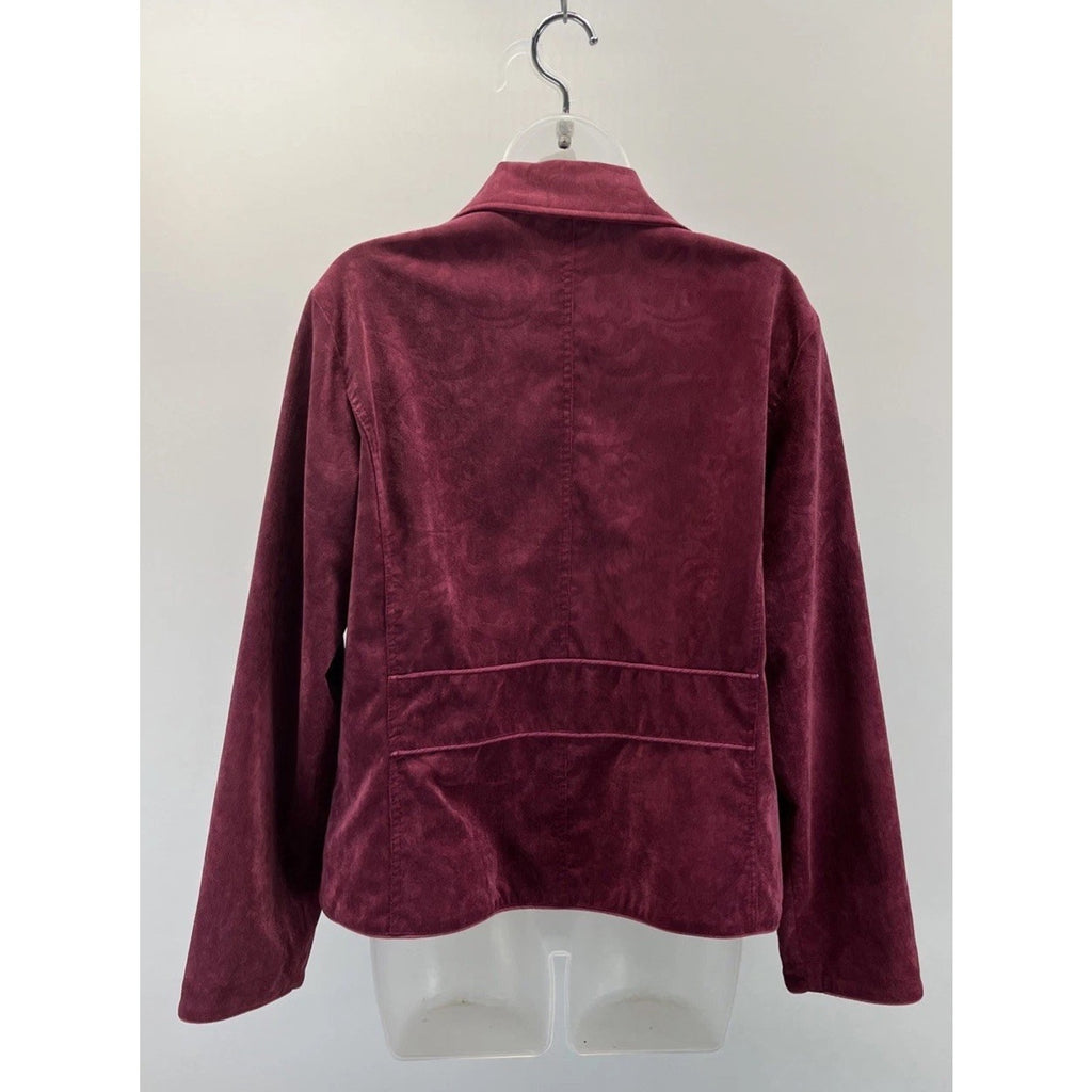 Chico's Women's Corduroy Paisley Burgundy Jacket Chico’s Size 2 = US Size 12 L
