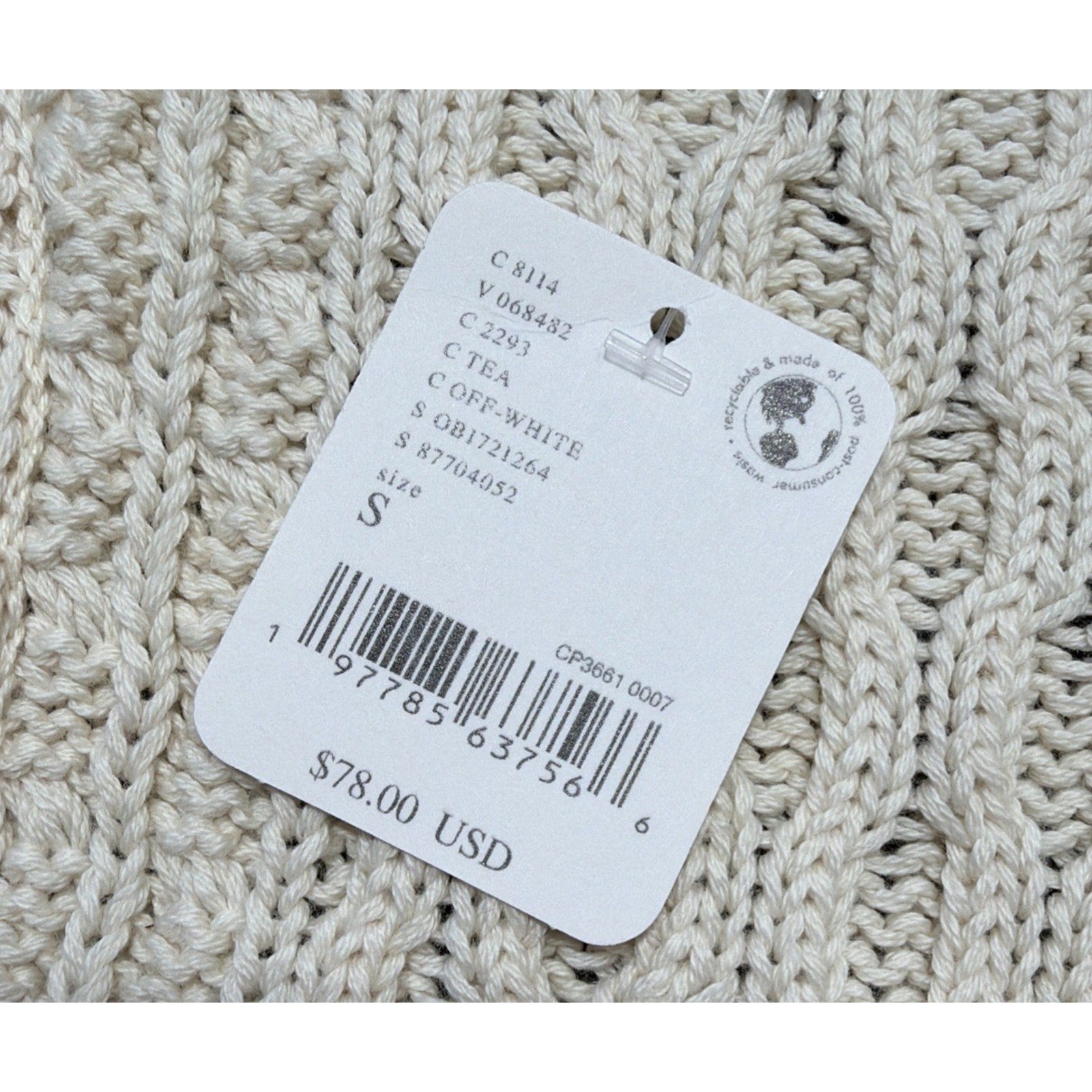 Free People High Tide Cable Knit Tank Top Size Small New With Tags