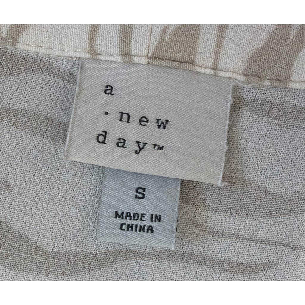 A New Day Long Sleeve Cream and Beige Zebra Striped Women's Top Small