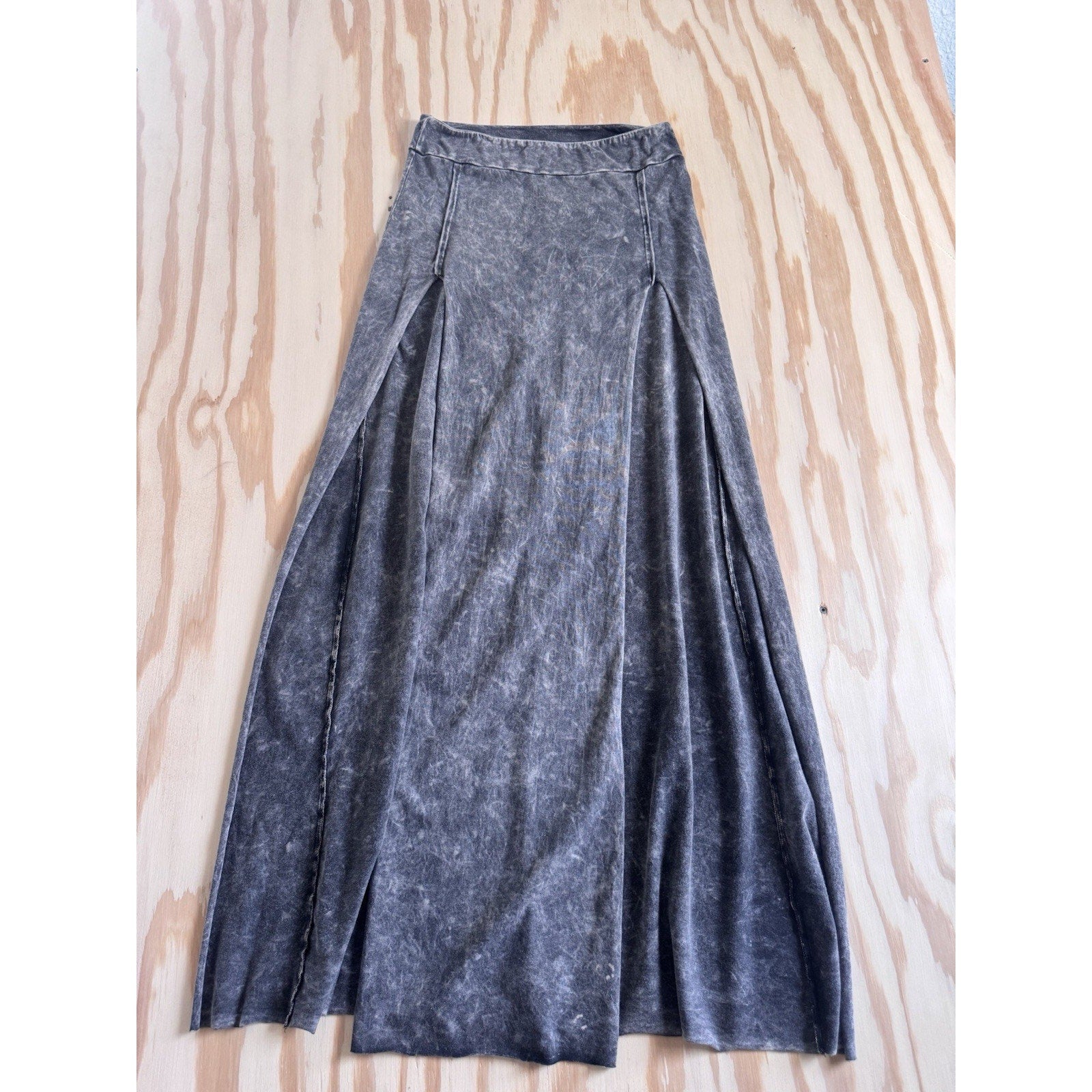 Tribe Kelley Gray Acid Wash Maxi Skirt Medium Made USA Boho Festival Brittney