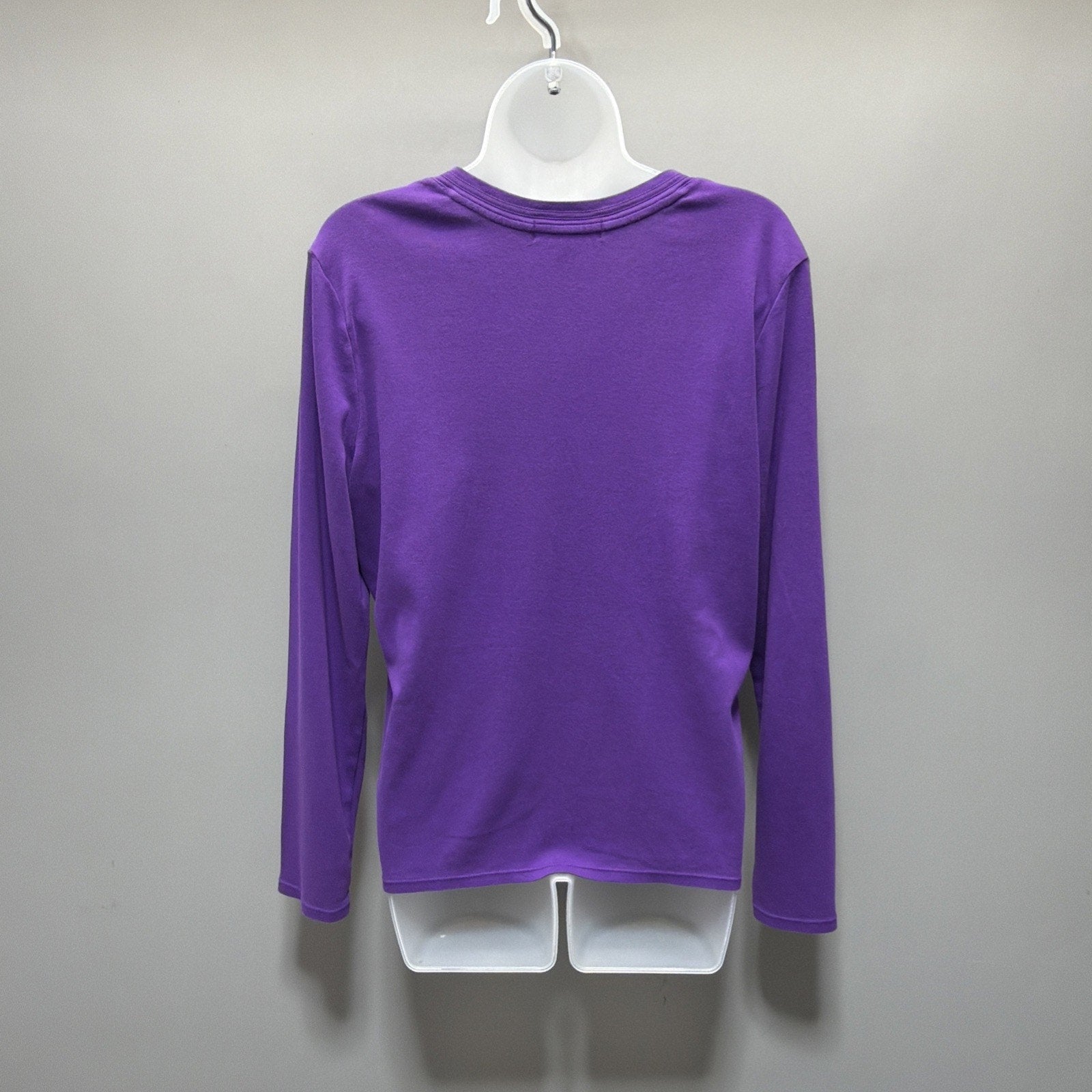 Lauren by Ralph Lauren Women's XL LS Purple V-Neck Gold Button Henley Shirt
