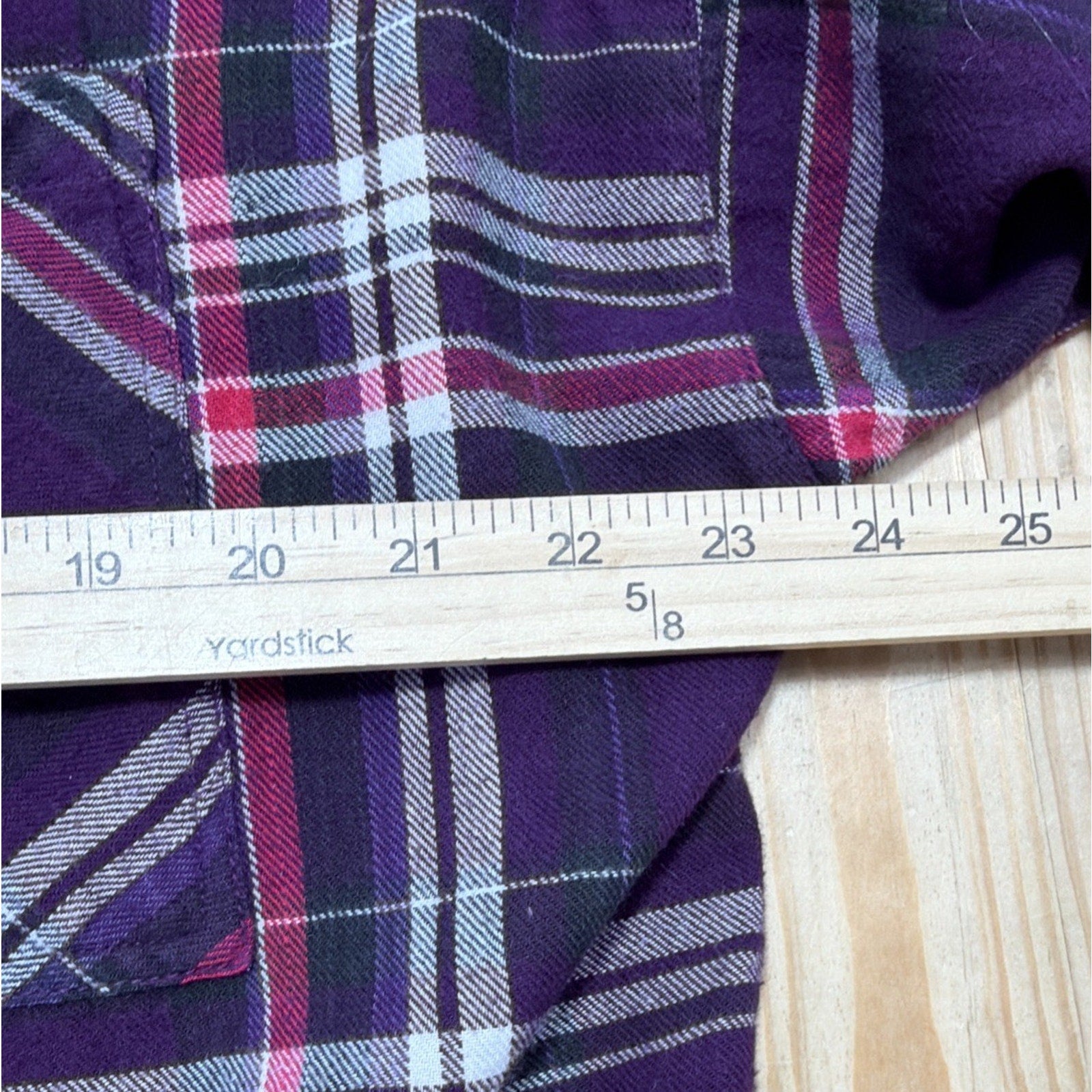 Roaman's Women's Plus Size 12W Berry Plaid Button-Up Flannel Tunic Relaxed Fit