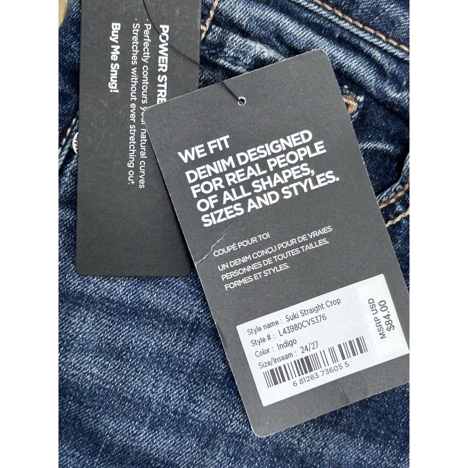 Silver Jeans Suki Mid Rise Straight Leg Jeans Medium Wash size 24x27 New W Tags.