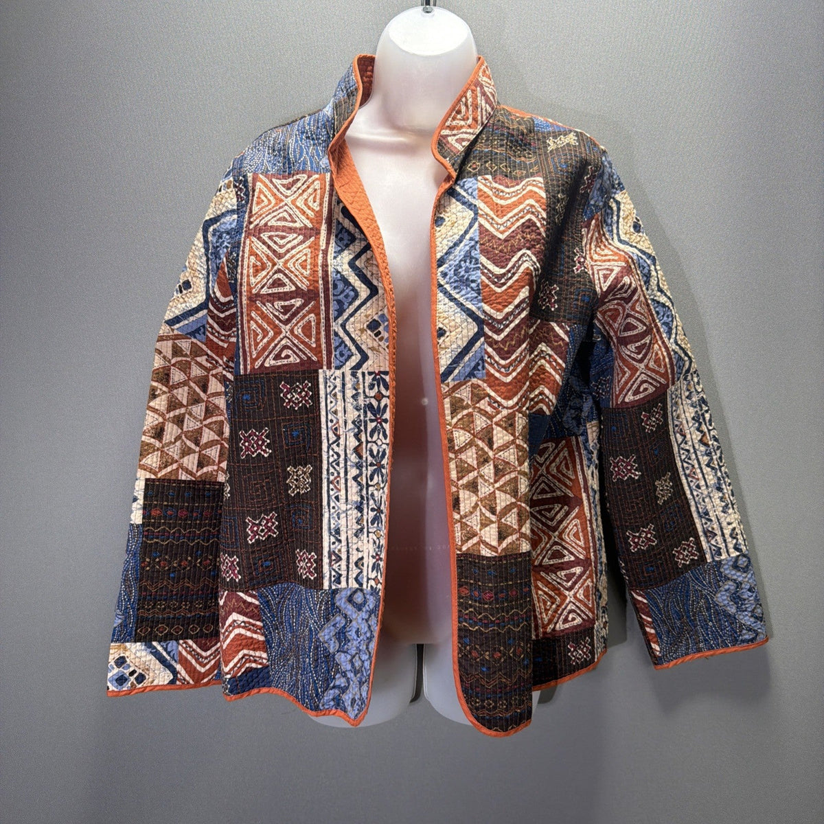 Vintage 90s Alfred Dunner Lightweight Boho Patchwork Quilted Cotton Jacket Sz 14