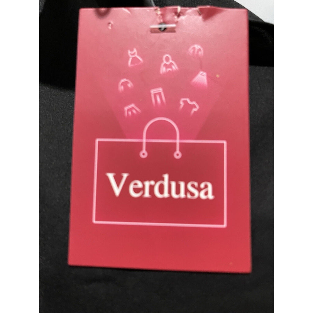 Verdusa Women’s L Black White Contrast Collar Short Sleeve Blouse Top NWT