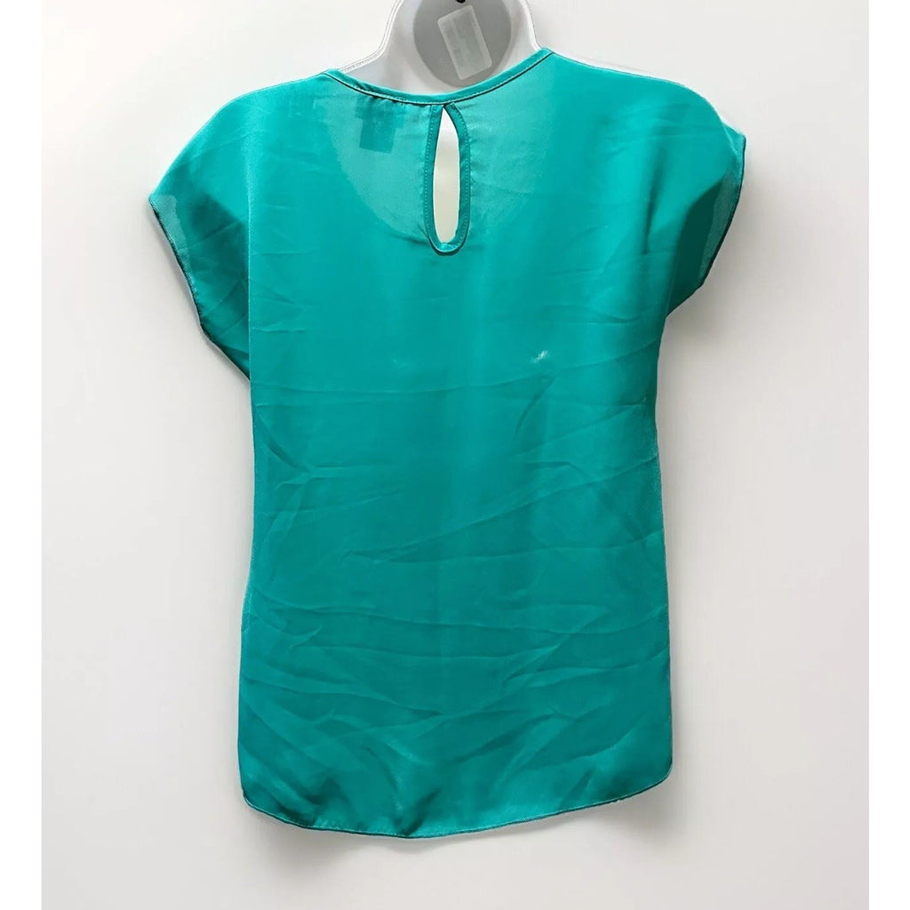VTG Rue 21 Teal Green Shell Blouse Women's Size X-Small Suit Classic Made in USA