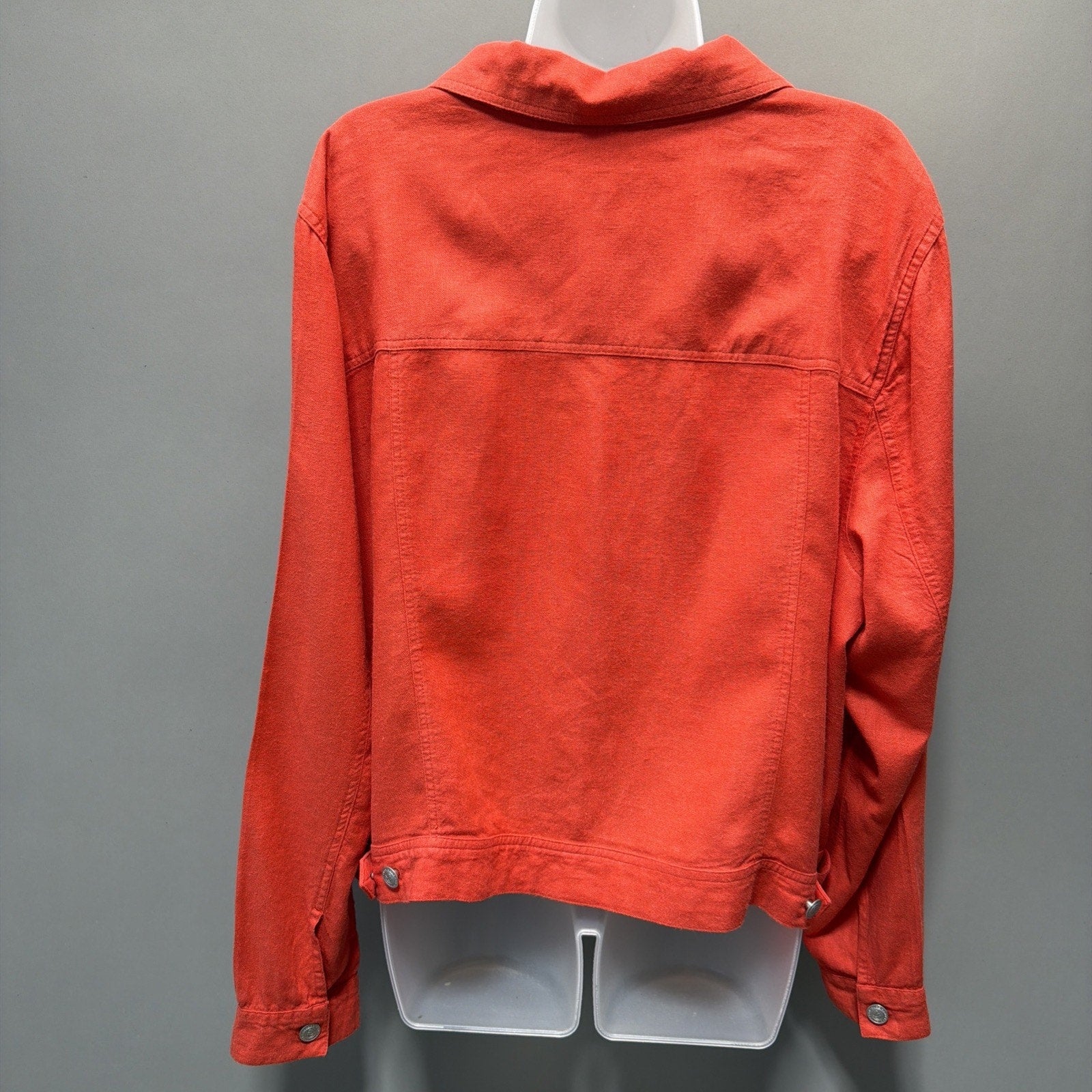 Fashionable Candace Cameron Bure Puff-sleeve Denim Linen Jacket Women Size XL