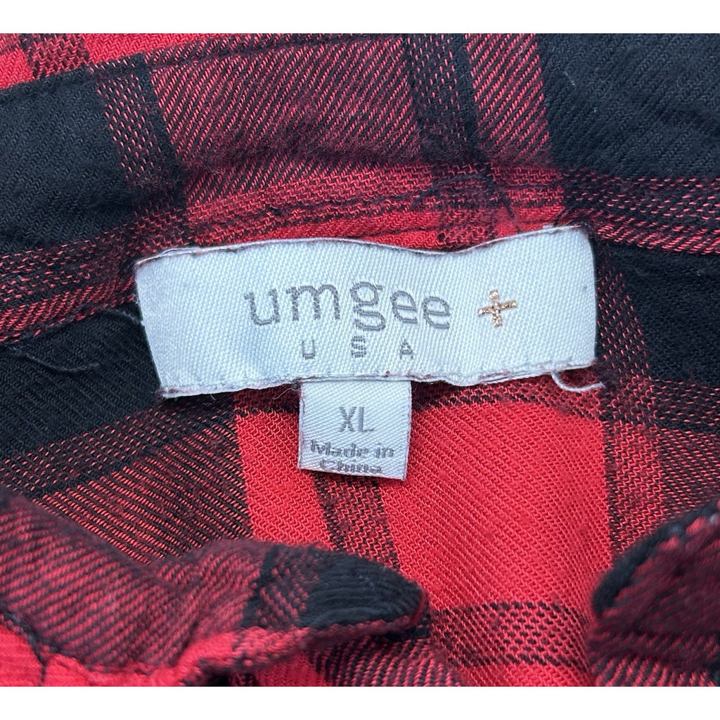 Umgee Medium Carmen Buffalo Plaid Half Button Tunic XL