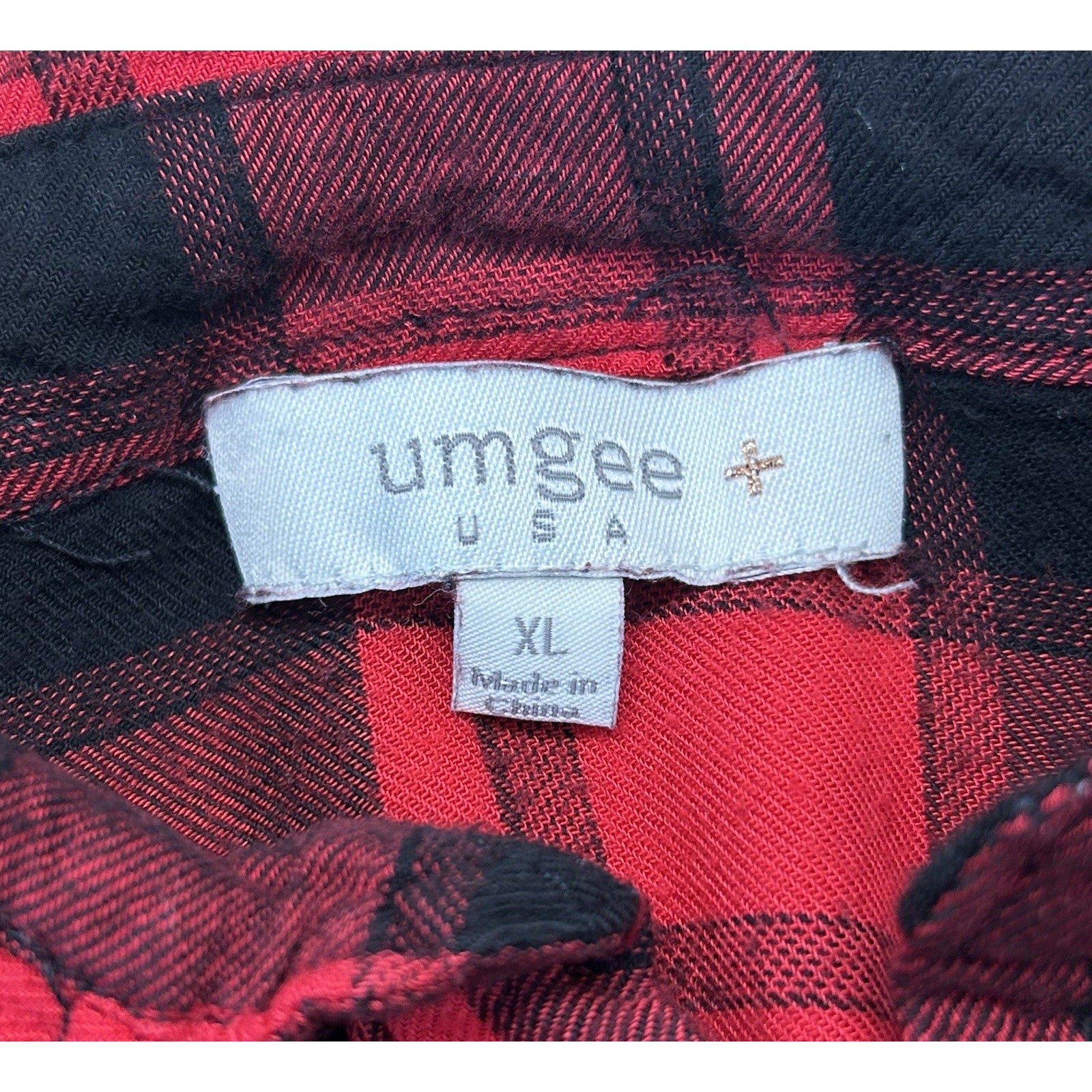 Umgee Medium Carmen Buffalo Plaid Half Button Tunic XL