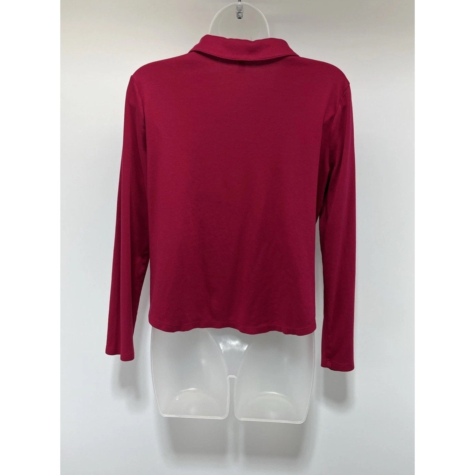 Womens Top Medium Petite Long Sleeve Pink Collared Magenta Pink Talbots