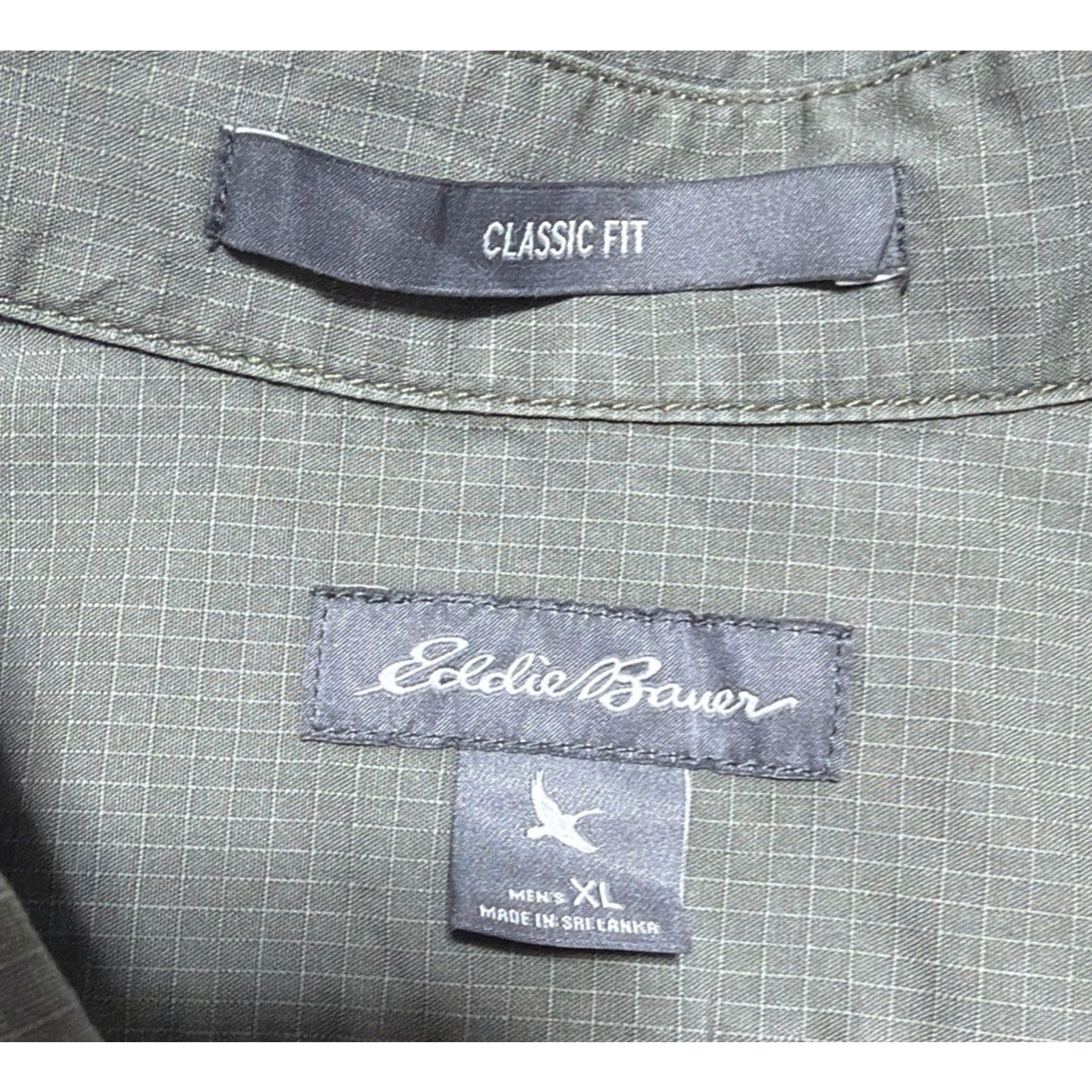 Eddie Bauer Men's 100% Cotton Outdoor Utility Short Sleeve Shirt Size XL Green