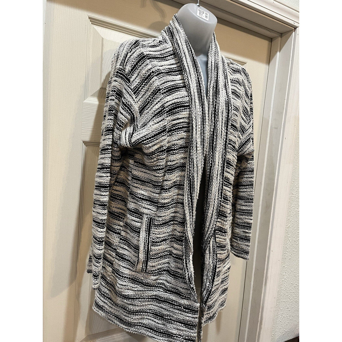 Dolan Open Front Black White Cardigan Sweater Women's Size Small Pockets