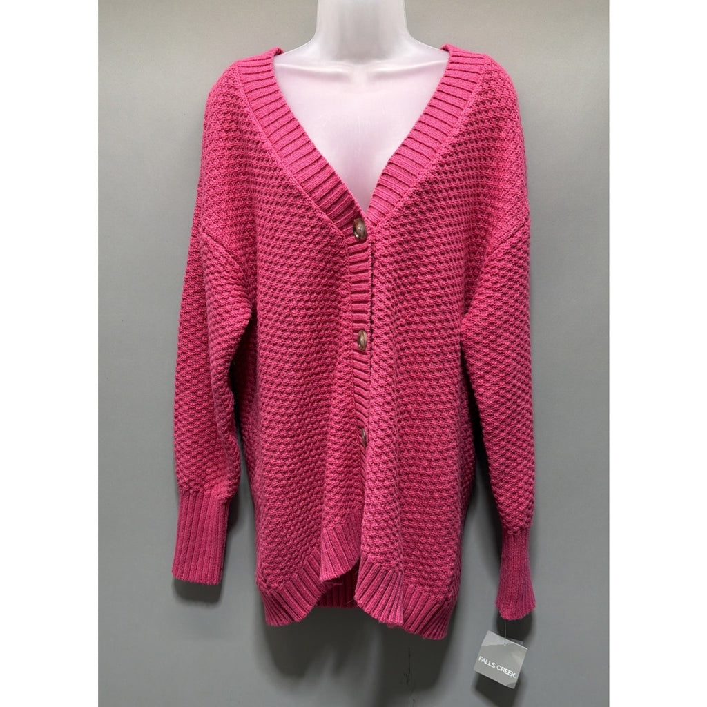 NWT Falls Creek Button Front Pink Wool Blend Cardigan Size L/XL