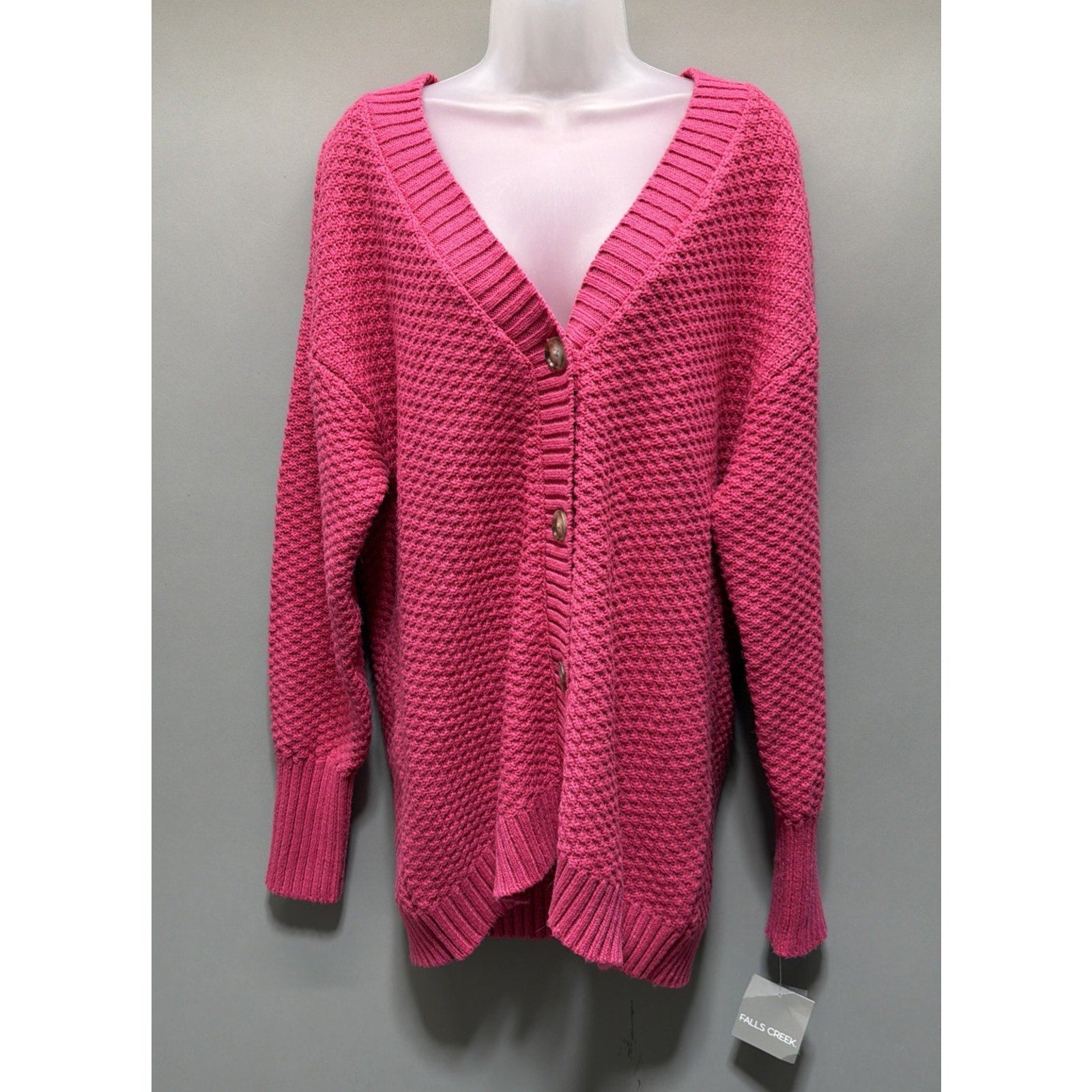 NWT Falls Creek Button Front Pink Wool Blend Cardigan Size L/XL