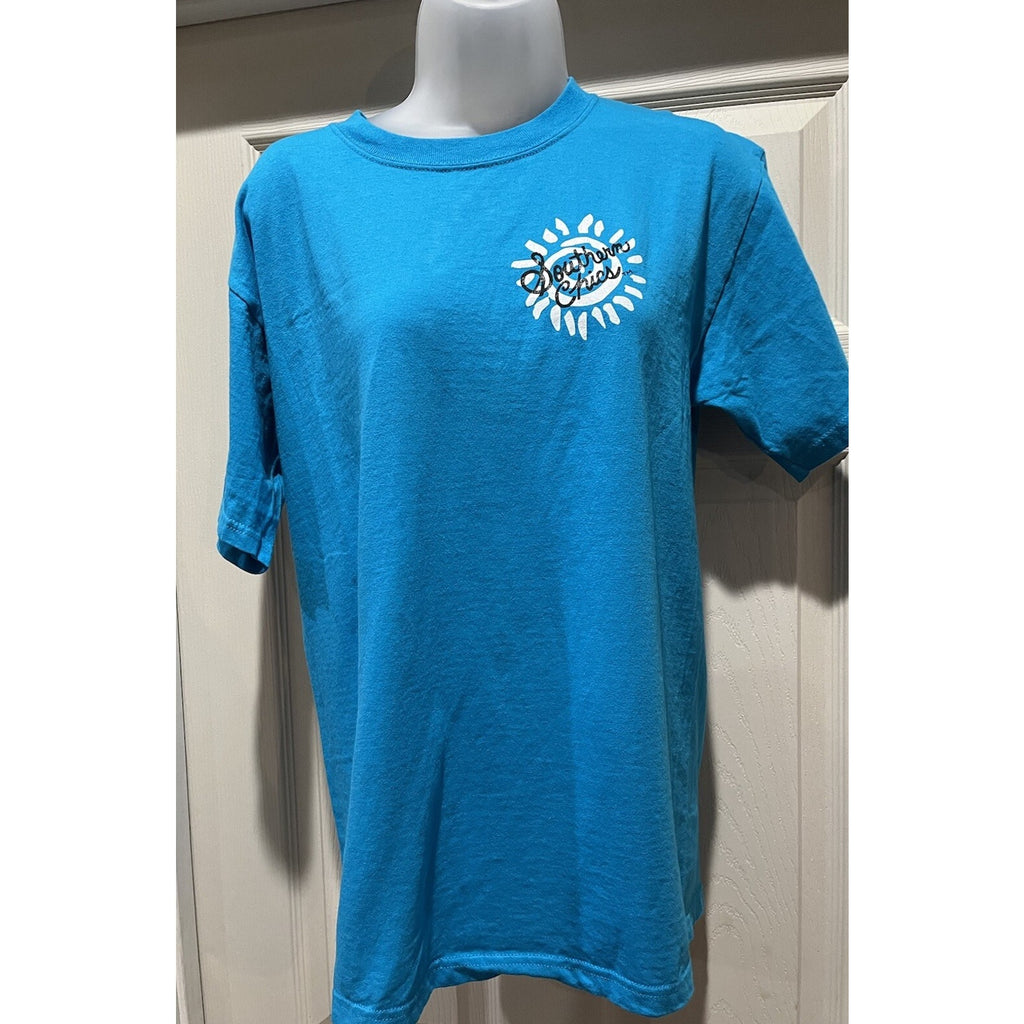 Southern Chics Teacher Girlie Bright Blue T Shirt Medium ABC 123
