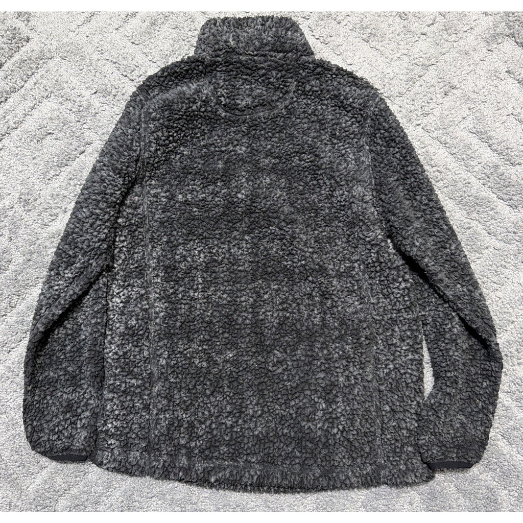 Katydid Black Grey Oversized Thick Sherpa Fleece Jacket 1/4 Zip Pullover Small