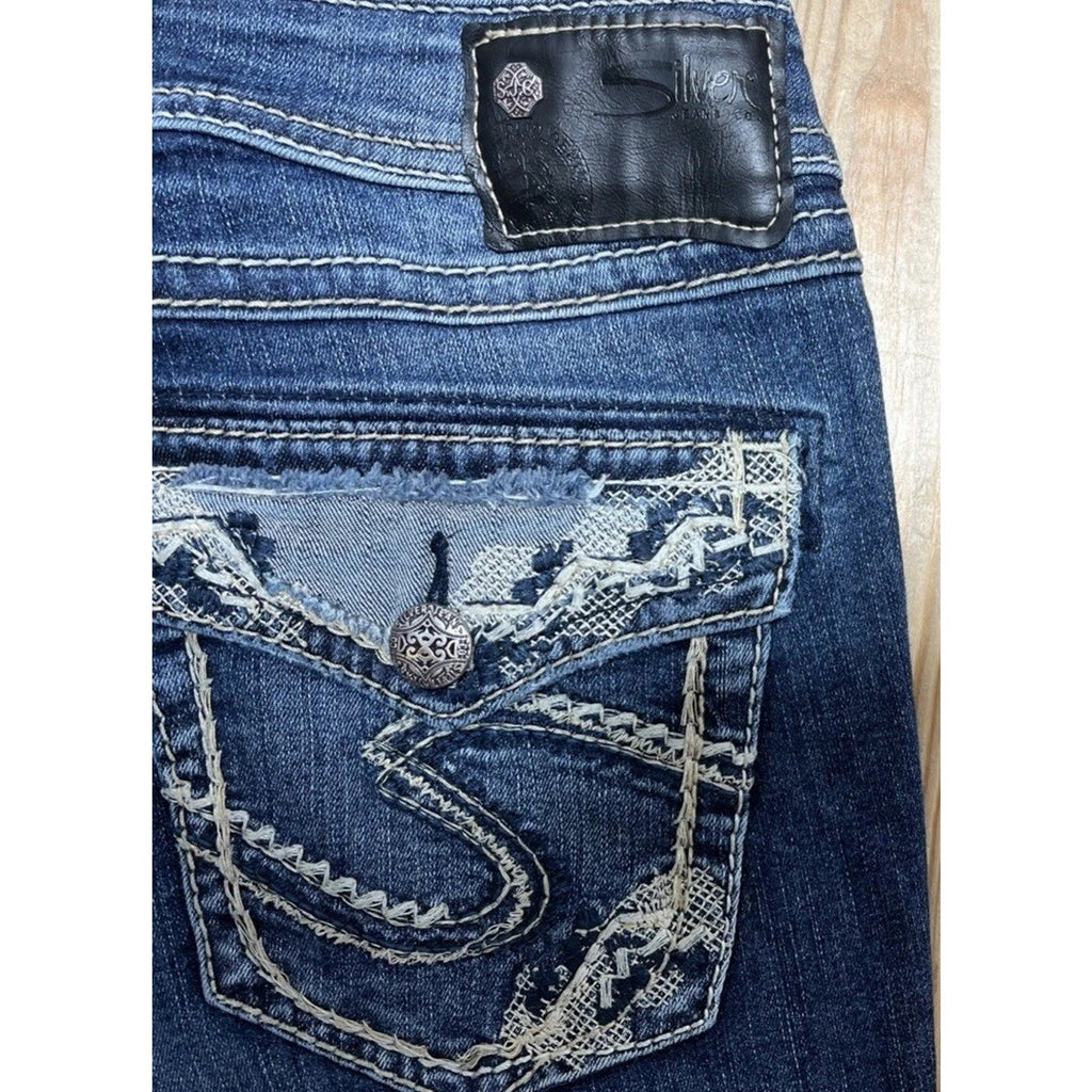 Silver Suki High Capri Jeans - Fluid Denim | Size 27/23 Back Flap Stitch Pocket