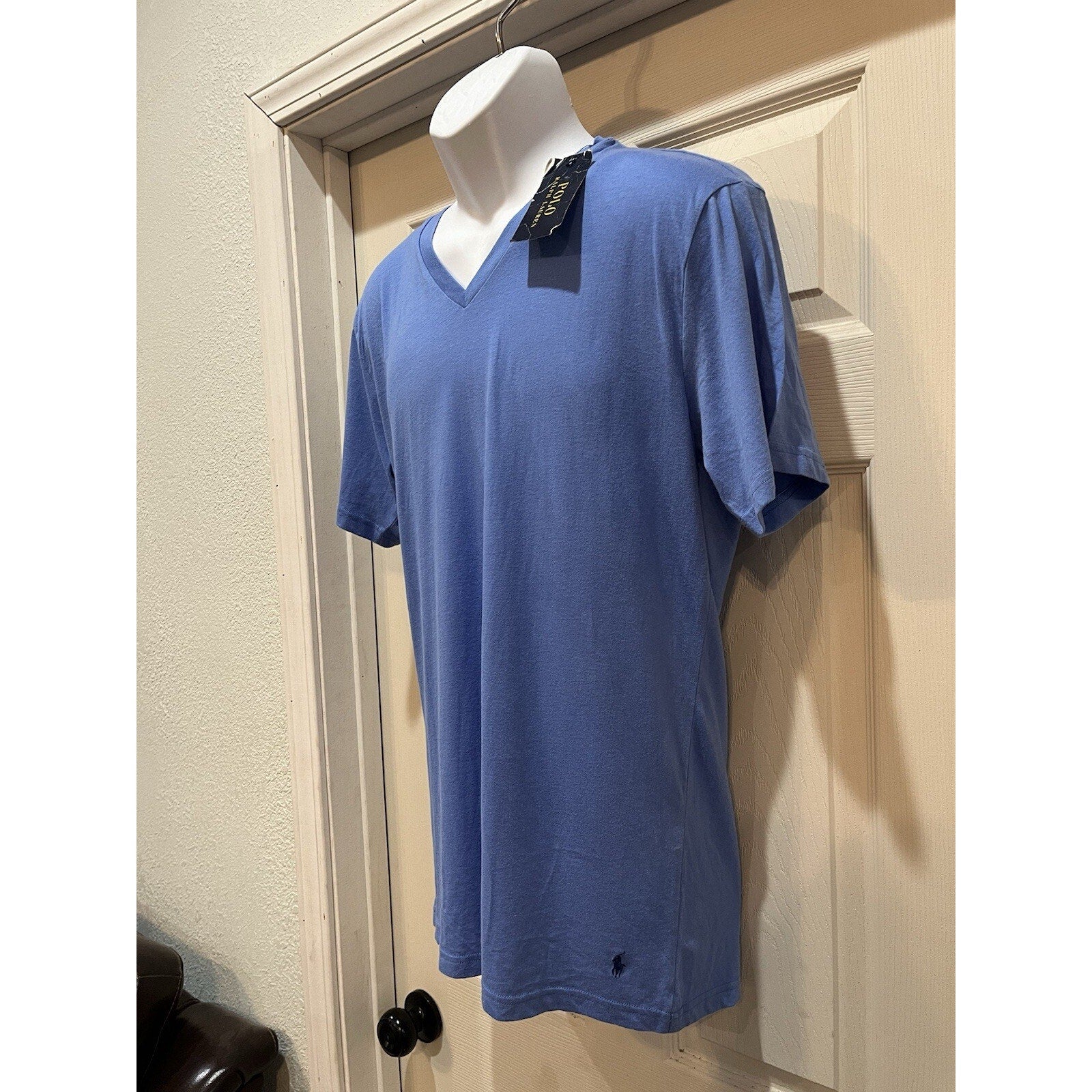 NWT Polo Ralph Lauren Blue Classic V-Neck T-Shirt Navy Pony