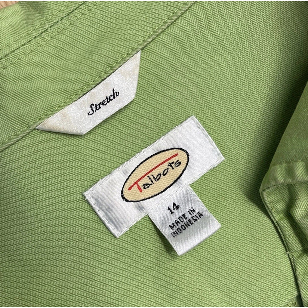 Womens Green TALBOTS Stretch Cotton Safari Utility Jacket 14