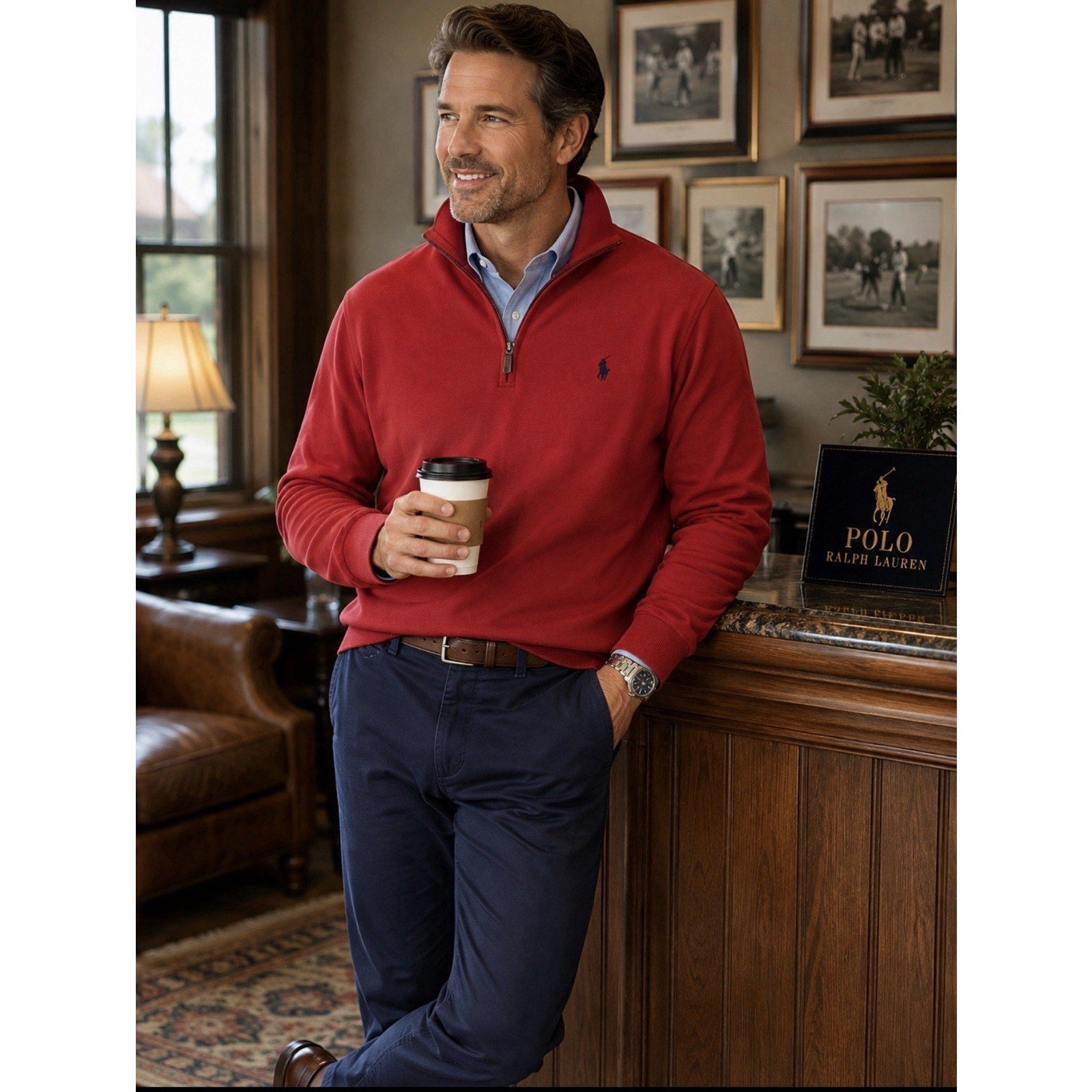 Polo Ralph Lauren Mens XXL Red Pima Cotton 1/4 Zip Pullover Pony Preppy