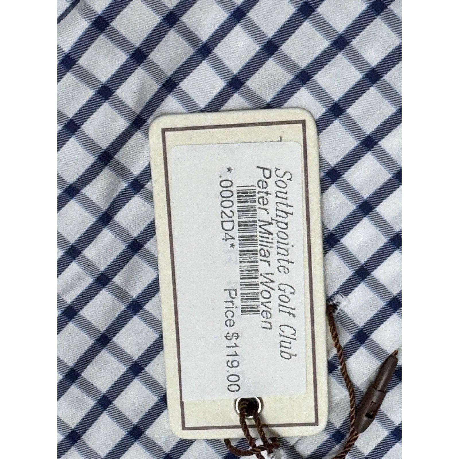 Peter Millar Crown Soft Cotton Silk White Blue Plaid Shirt Men’s Small NWT