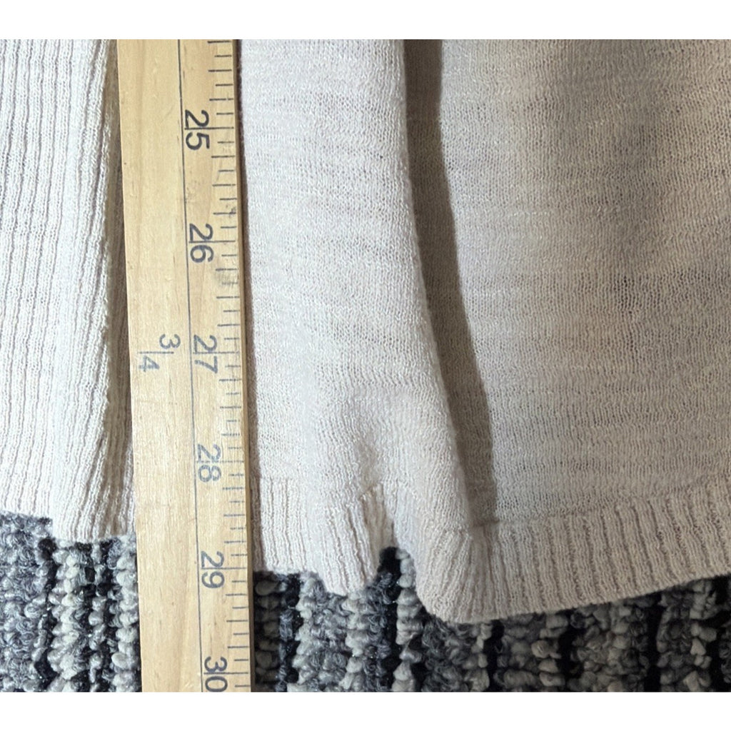 Ann Taylor LOFT Lounge Long Open Front Cardigan Sweater Sz M Ivory Pockets