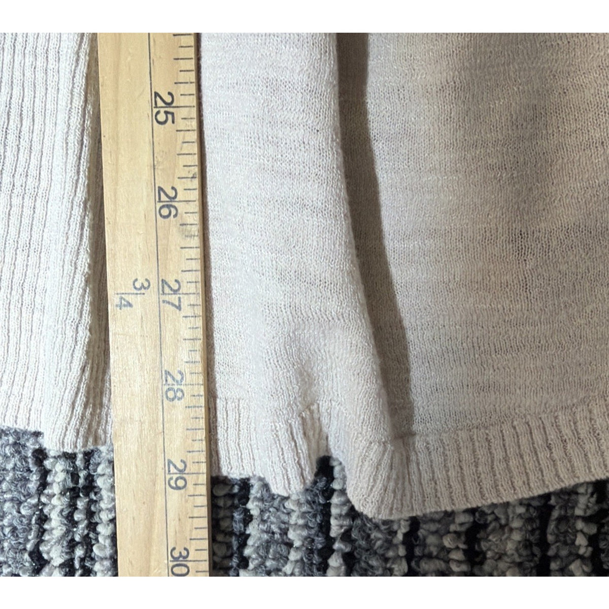 Ann Taylor LOFT Lounge Long Open Front Cardigan Sweater Sz M Ivory Pockets